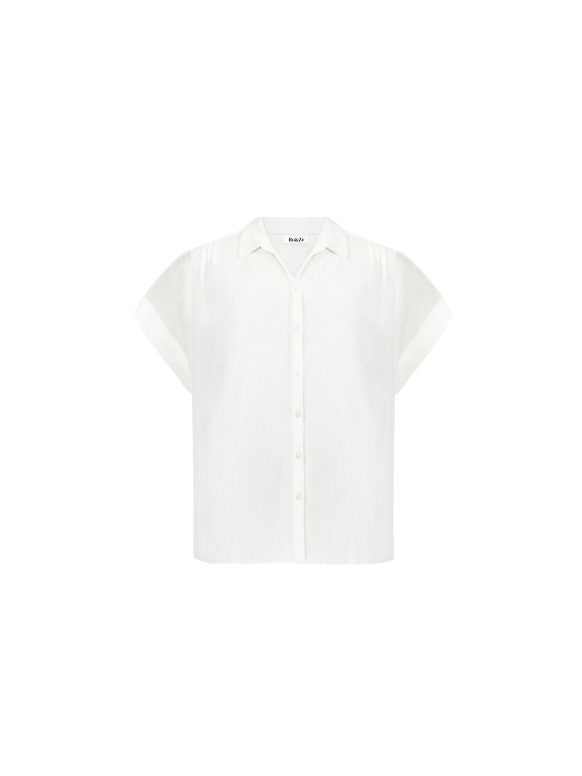 White Crinkle Grown On Sleeve Shirt