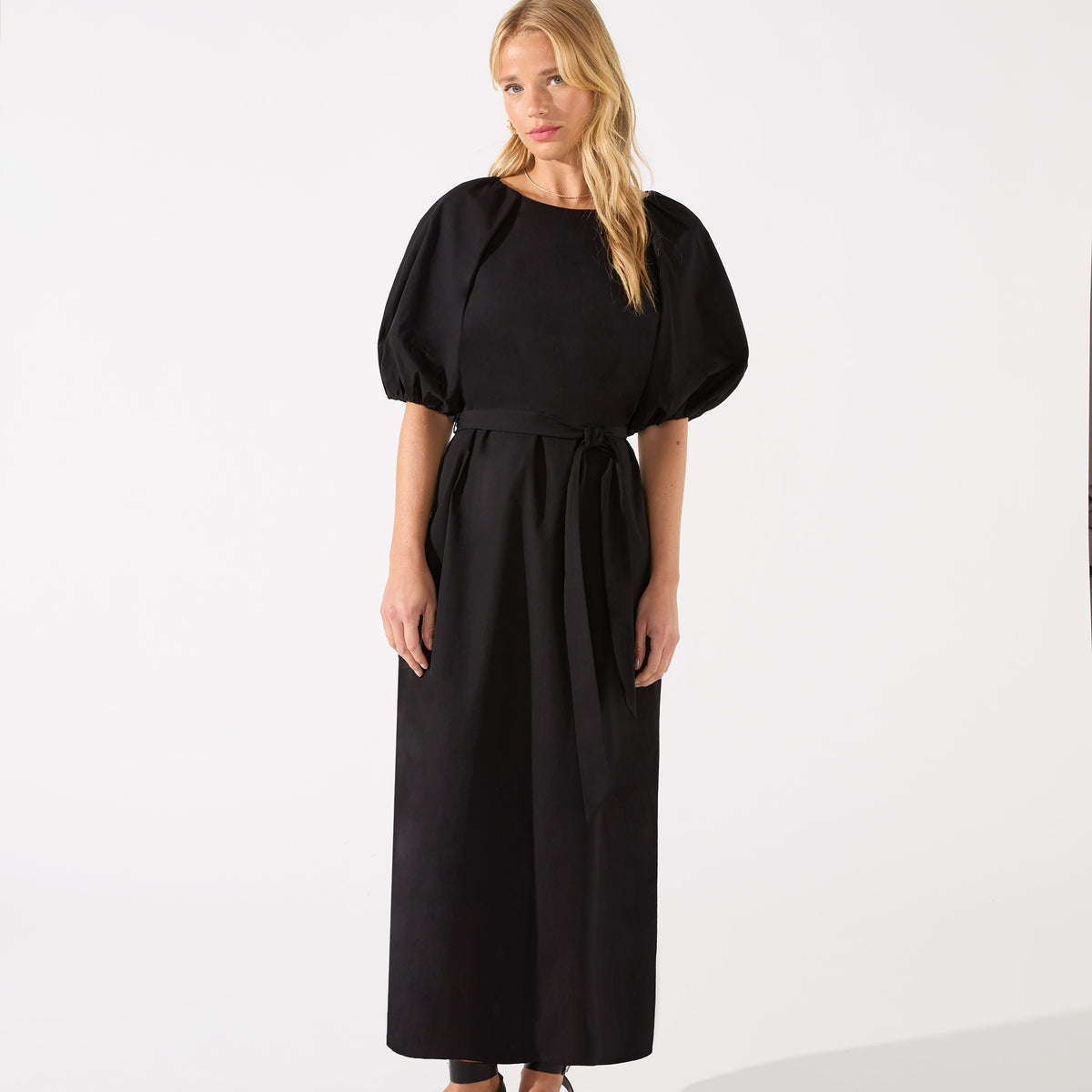 epa】puff sleeve dress ブラック Mサイズ 残せれ