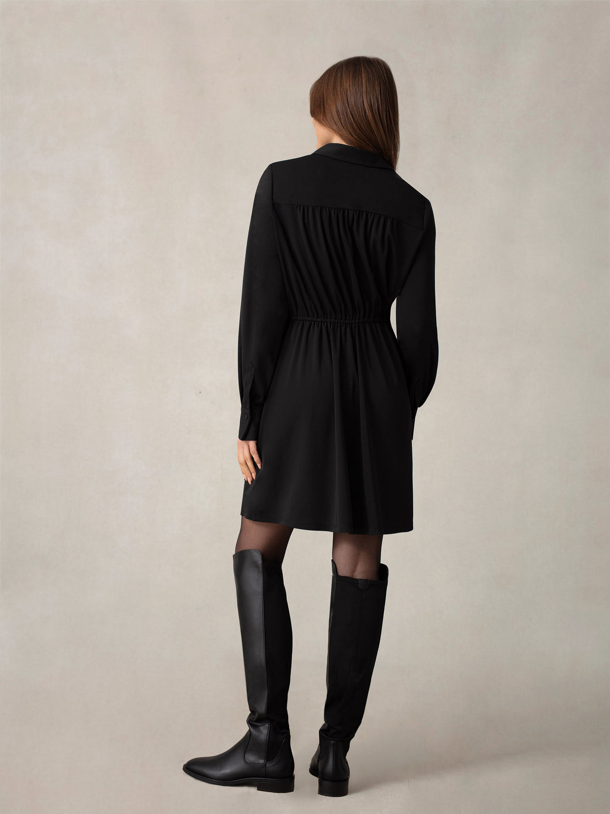 Black Jersey Crepe Short Dress