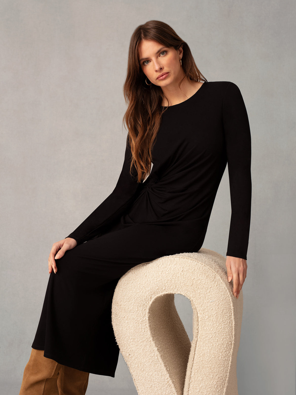 Black Twist Detail Jersey Dress
