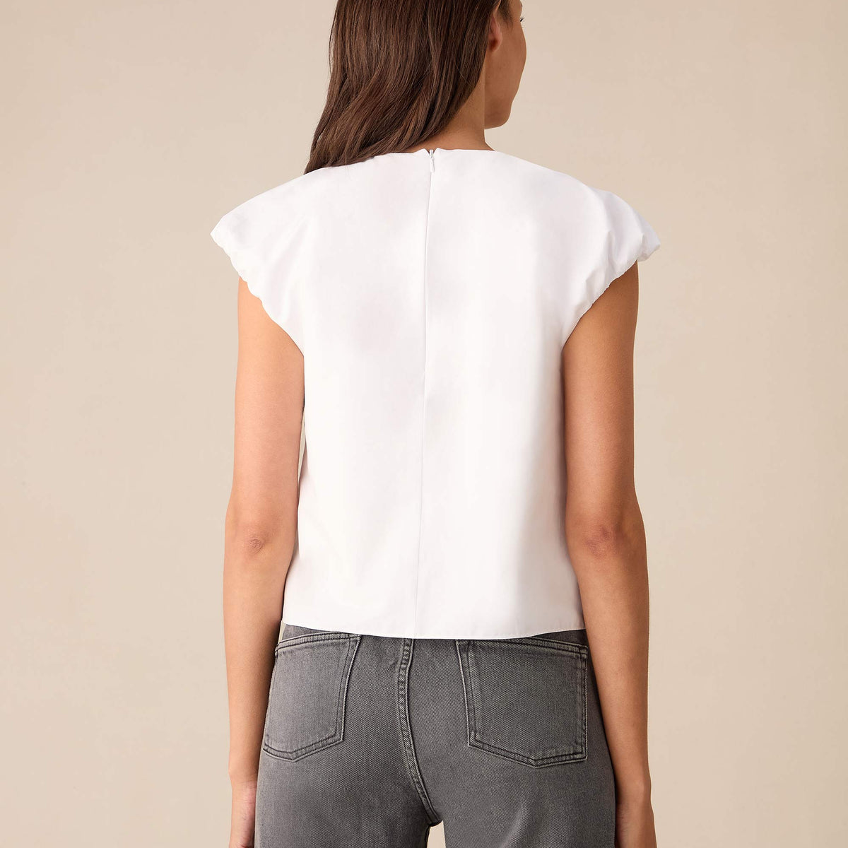 Crinkled Cotton Puff Sleeve Top White French Style For Women Chic Comfortable Flattering main image 1