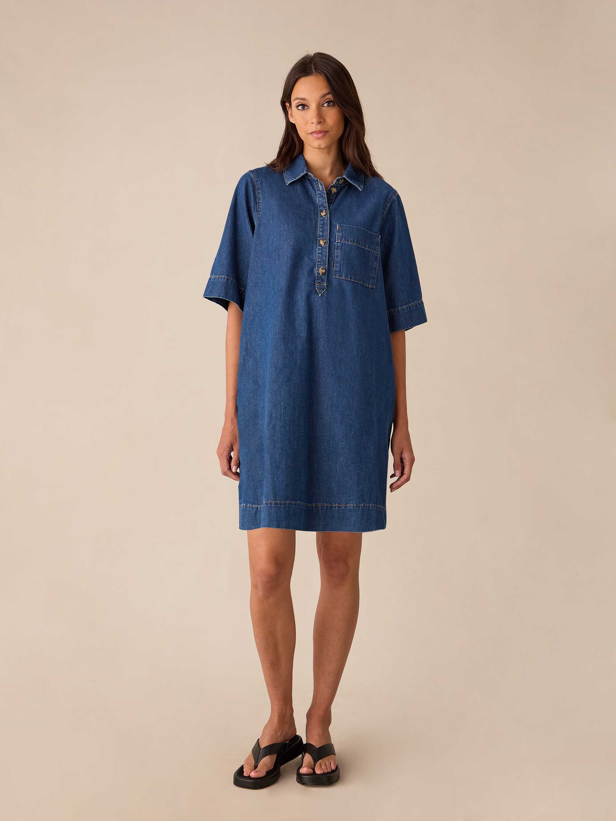 Denim Collared Dress – Ro&Zo