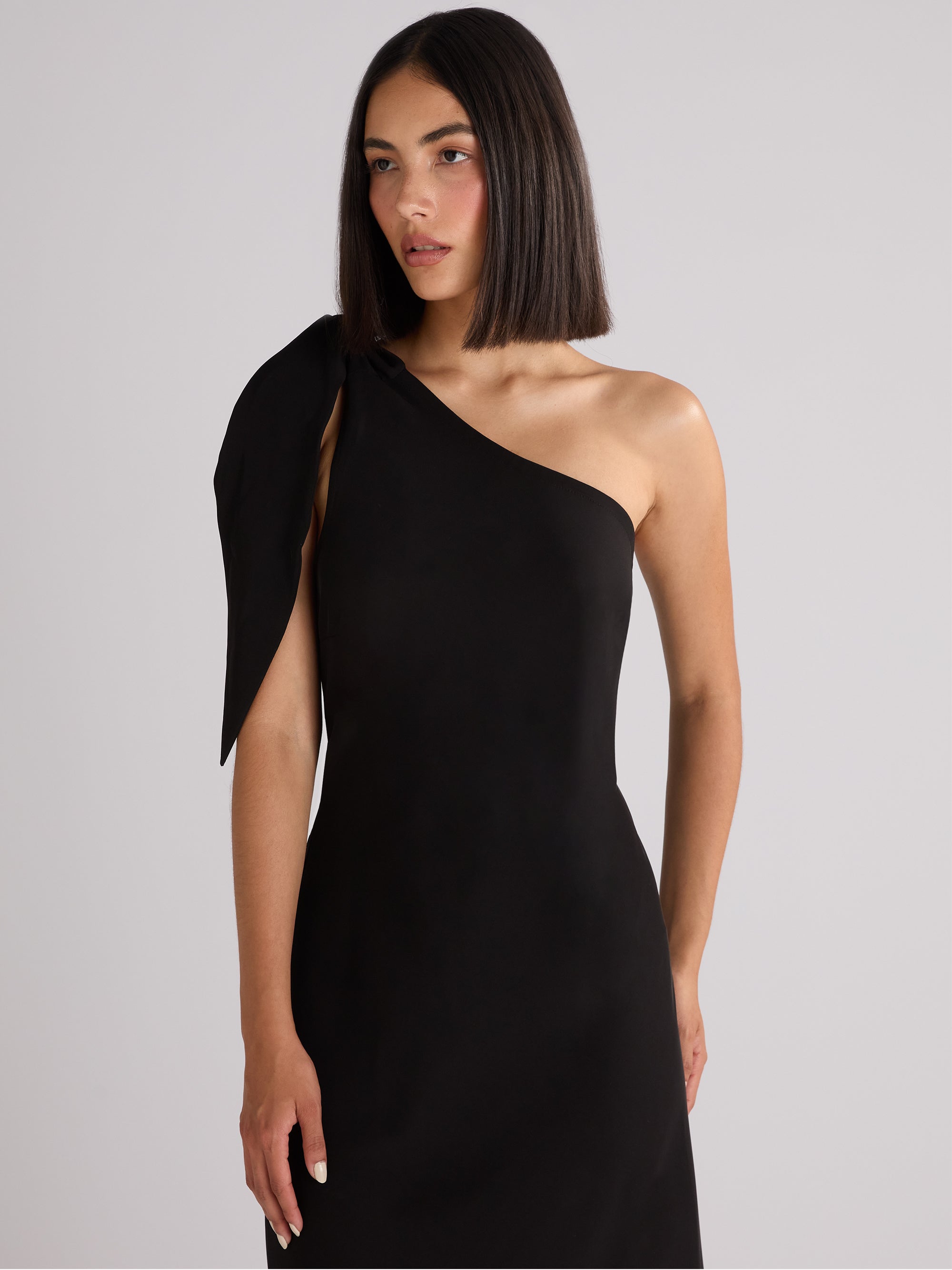 Charlotte Black Crepe One Shoulder Maxi Dress – Ro&Zo