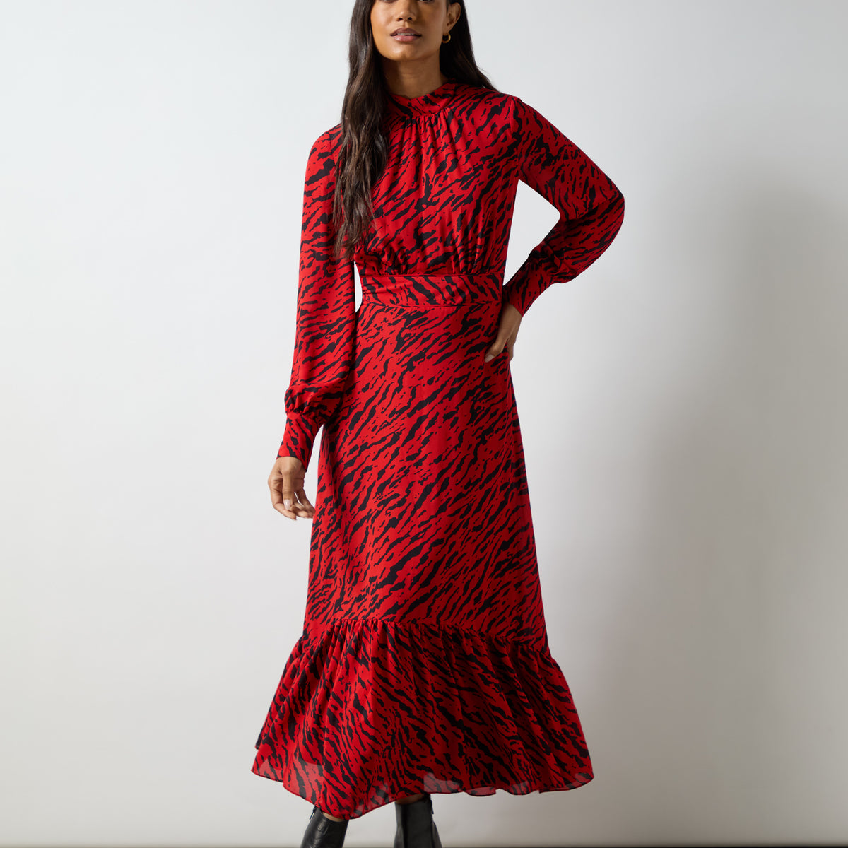Red Zebra Print Tie Back Midi Dress – Ro&Zo