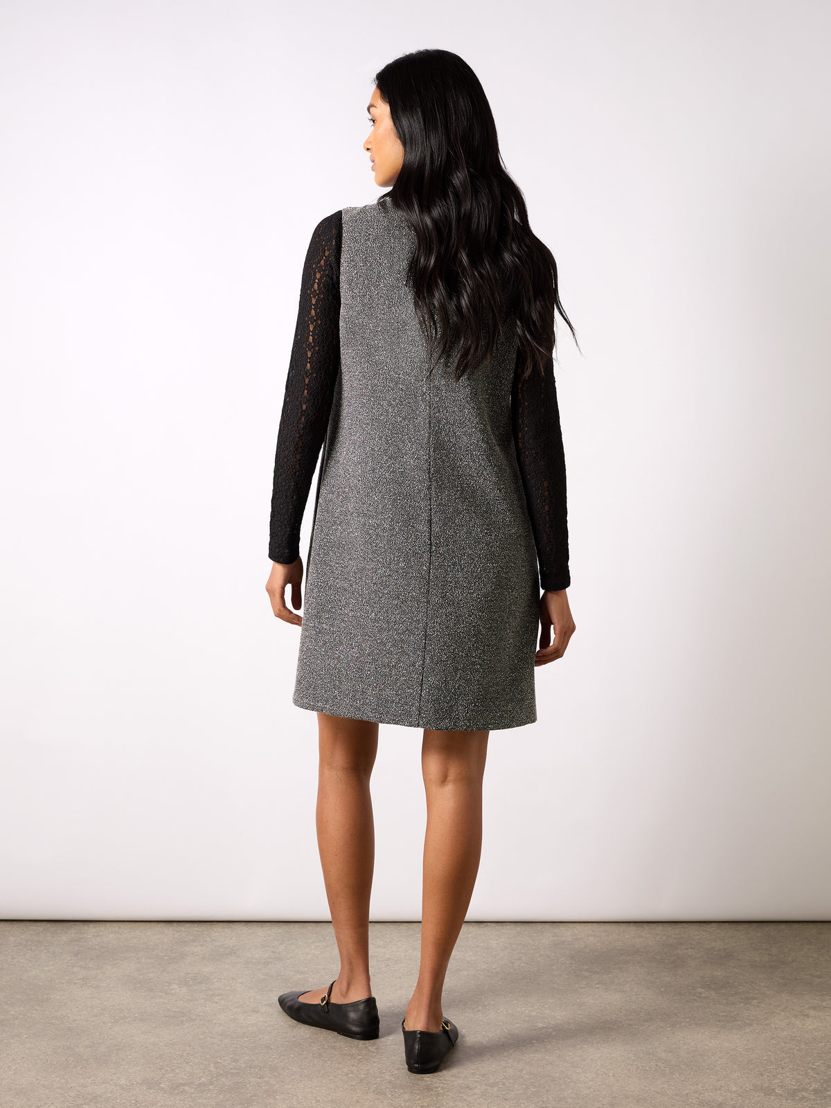 Petite Grey Textured V-Neck Mini Dress