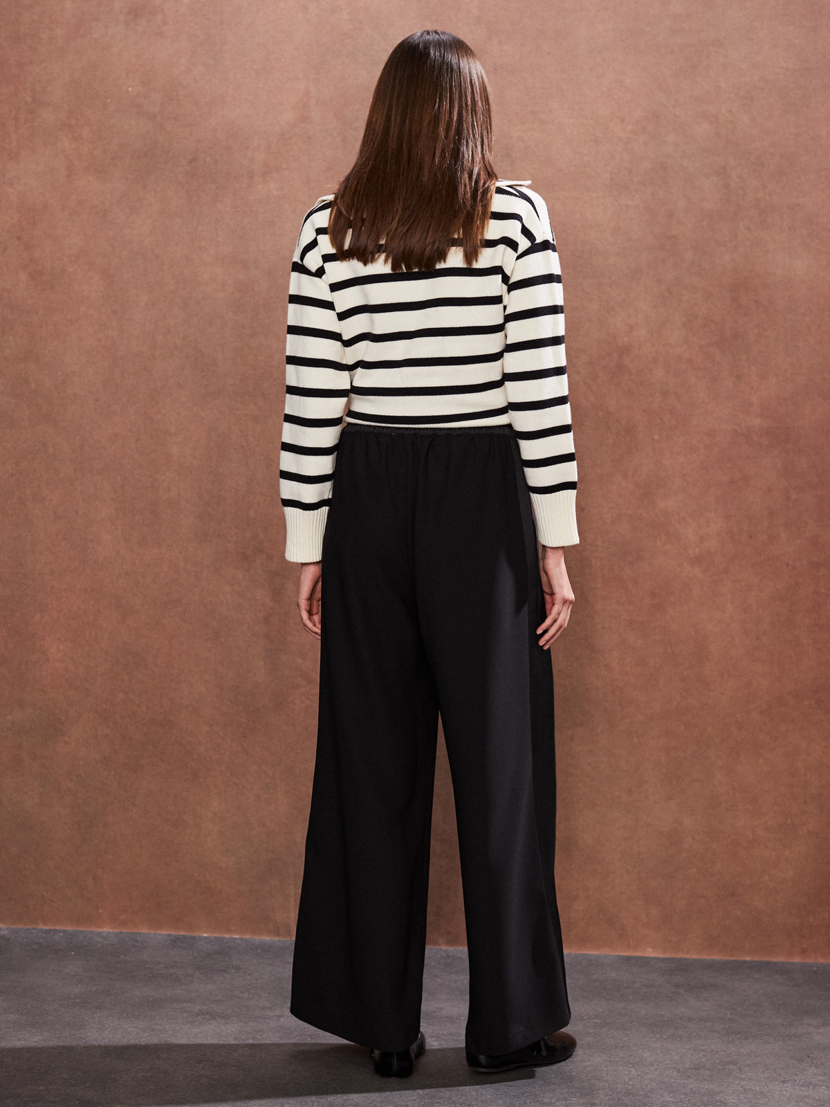 Petite Black Satin Side Stripe Trousers