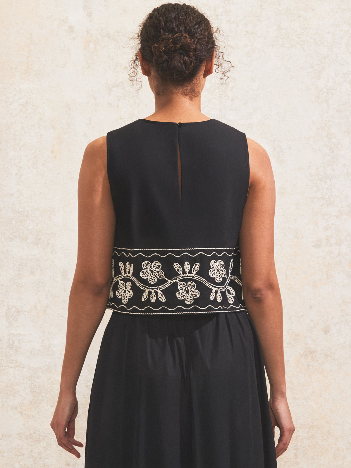 Black Embroidered Sleeveless Top