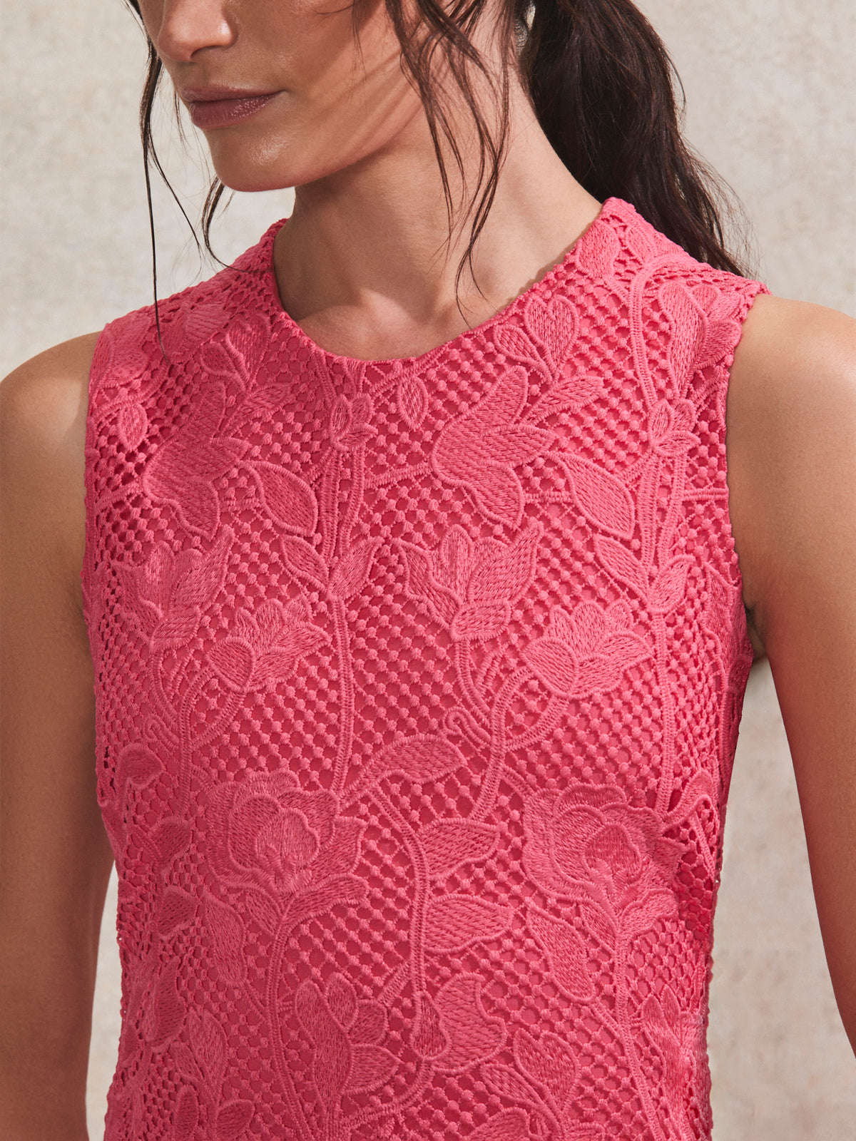 Petite Pink Lace Column Dress