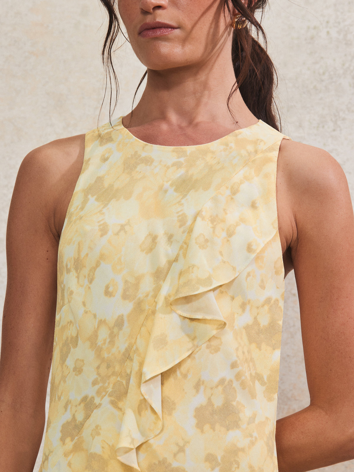 Petite Layla Buttermilk Floral-Print Ruffle-Detail Dress