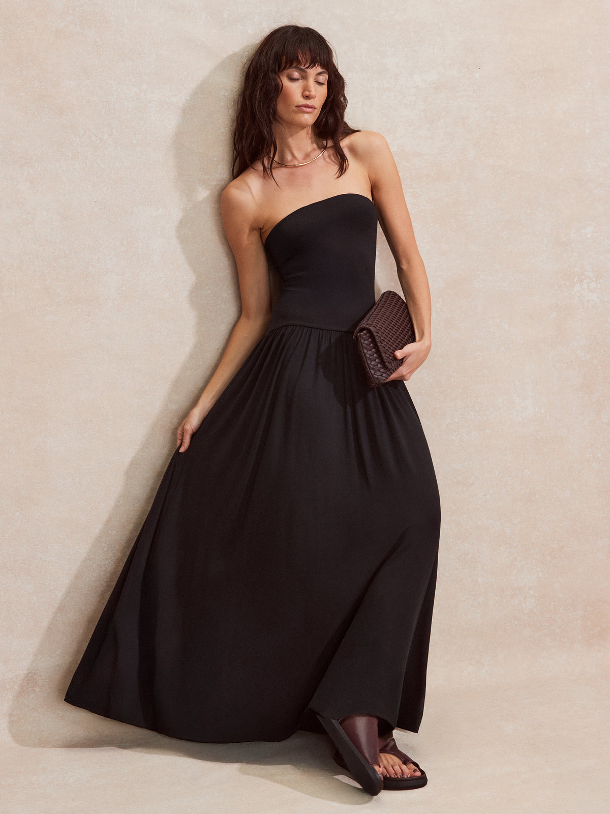 Black Jersey Bandeau Dress