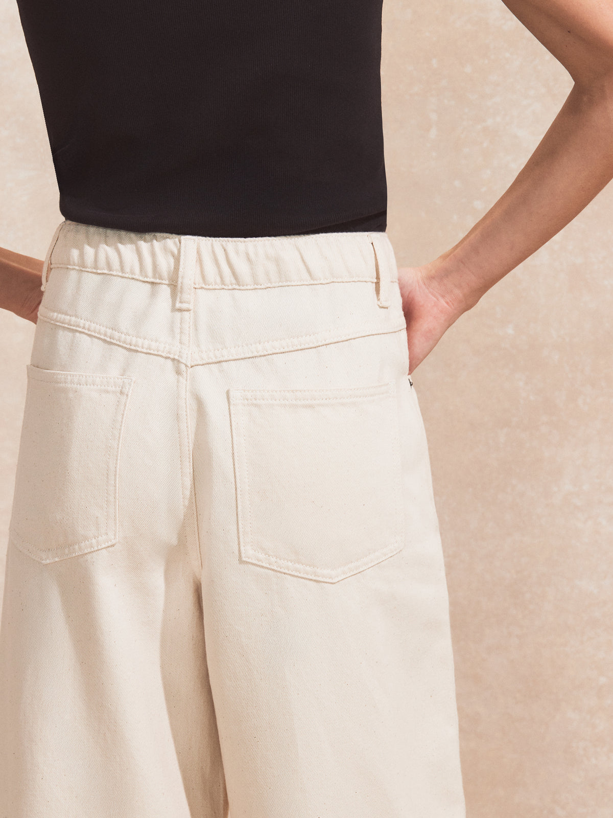 Petite Natural Denim Drawstring-Waist Jeans