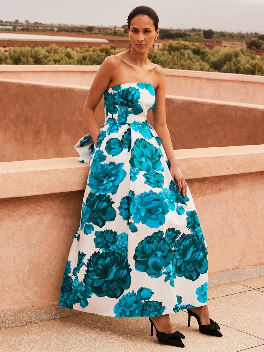 Annie Blue Floral-Print Bow-Detail Dress – Ro&Zo