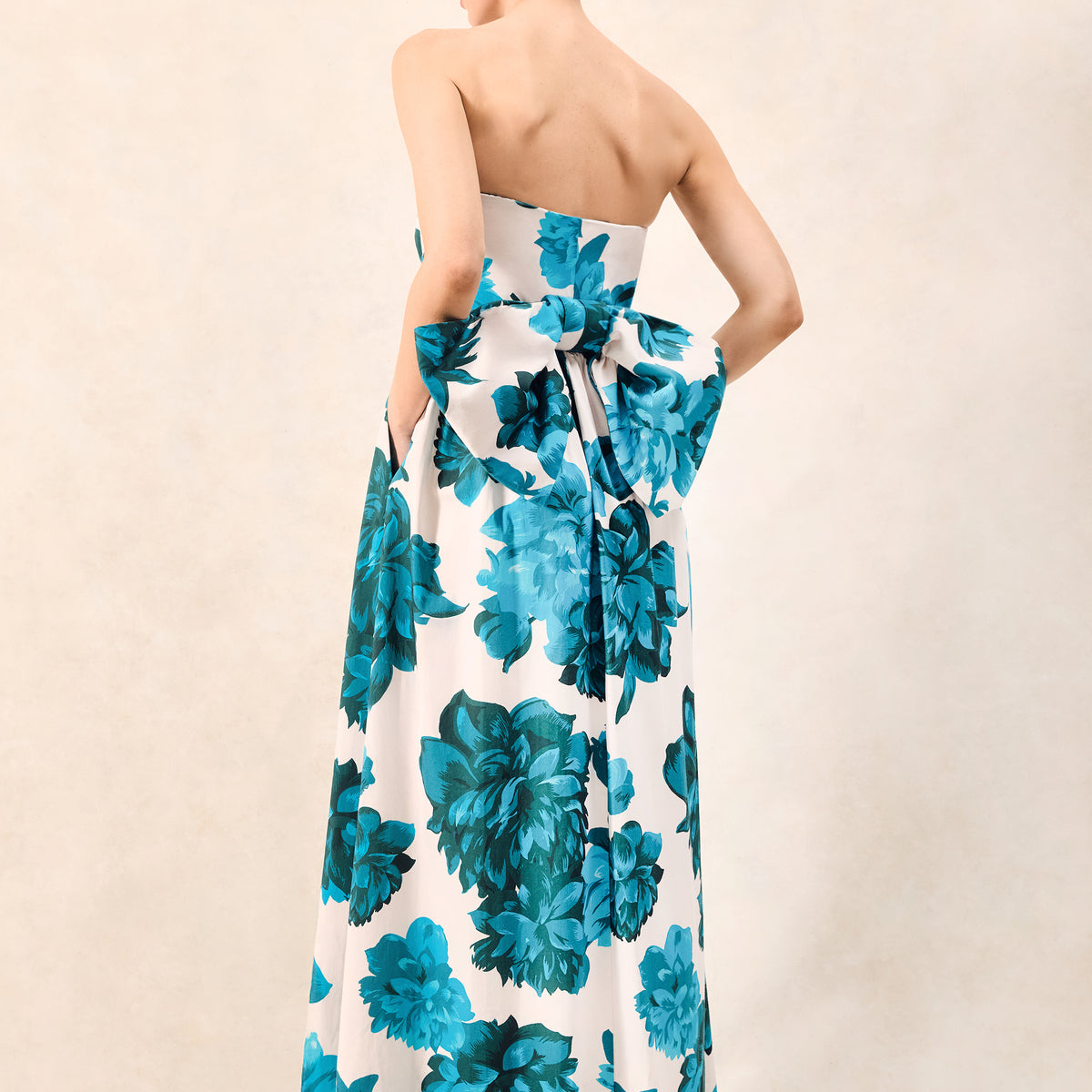 Annie Blue Floral-Print Bow-Detail Dress Ro&Zo Annie Blue Floral-Print Bow-Detail Dress Ro&Zo