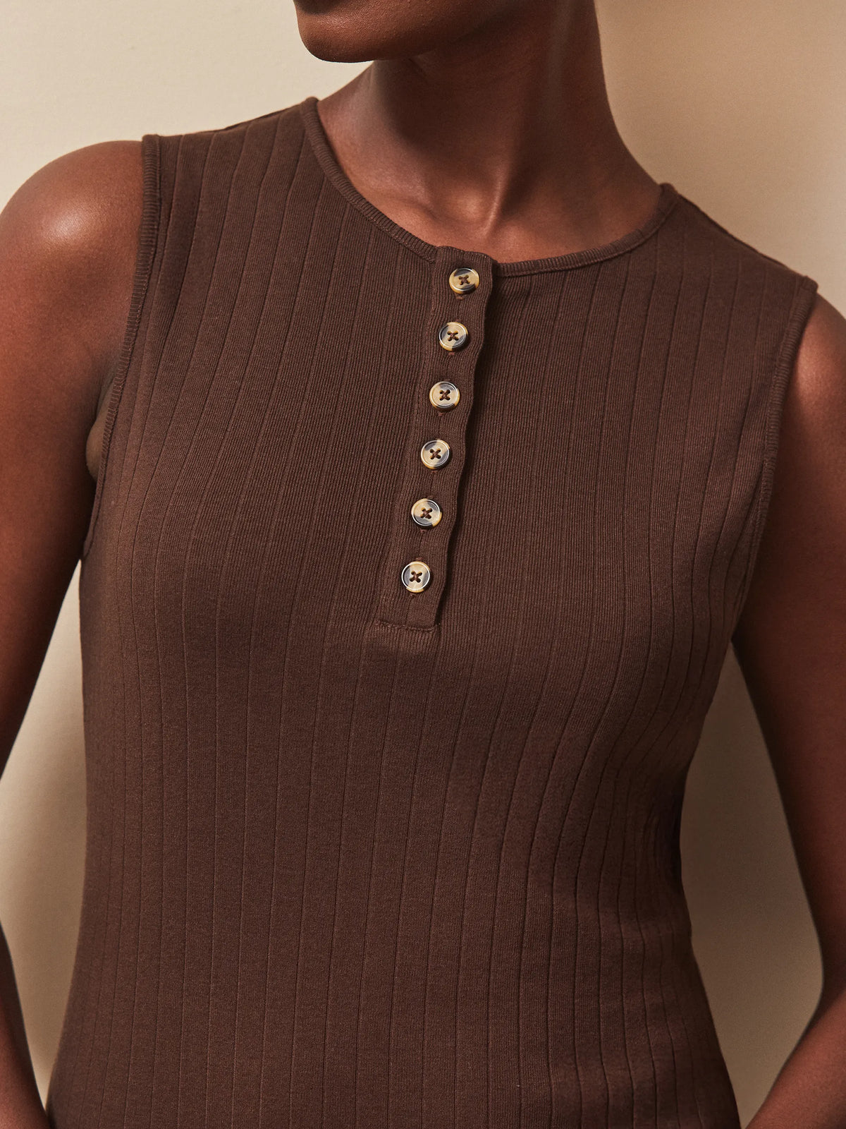 Chocolate Rib Column Dress
