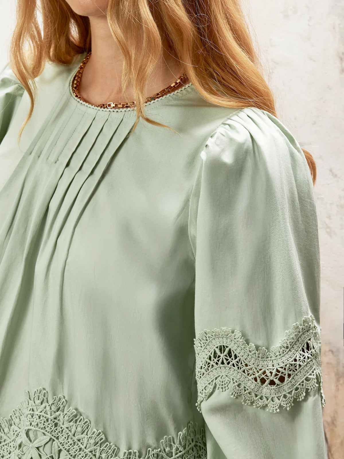 Lace-Panelled Cotton Blouse