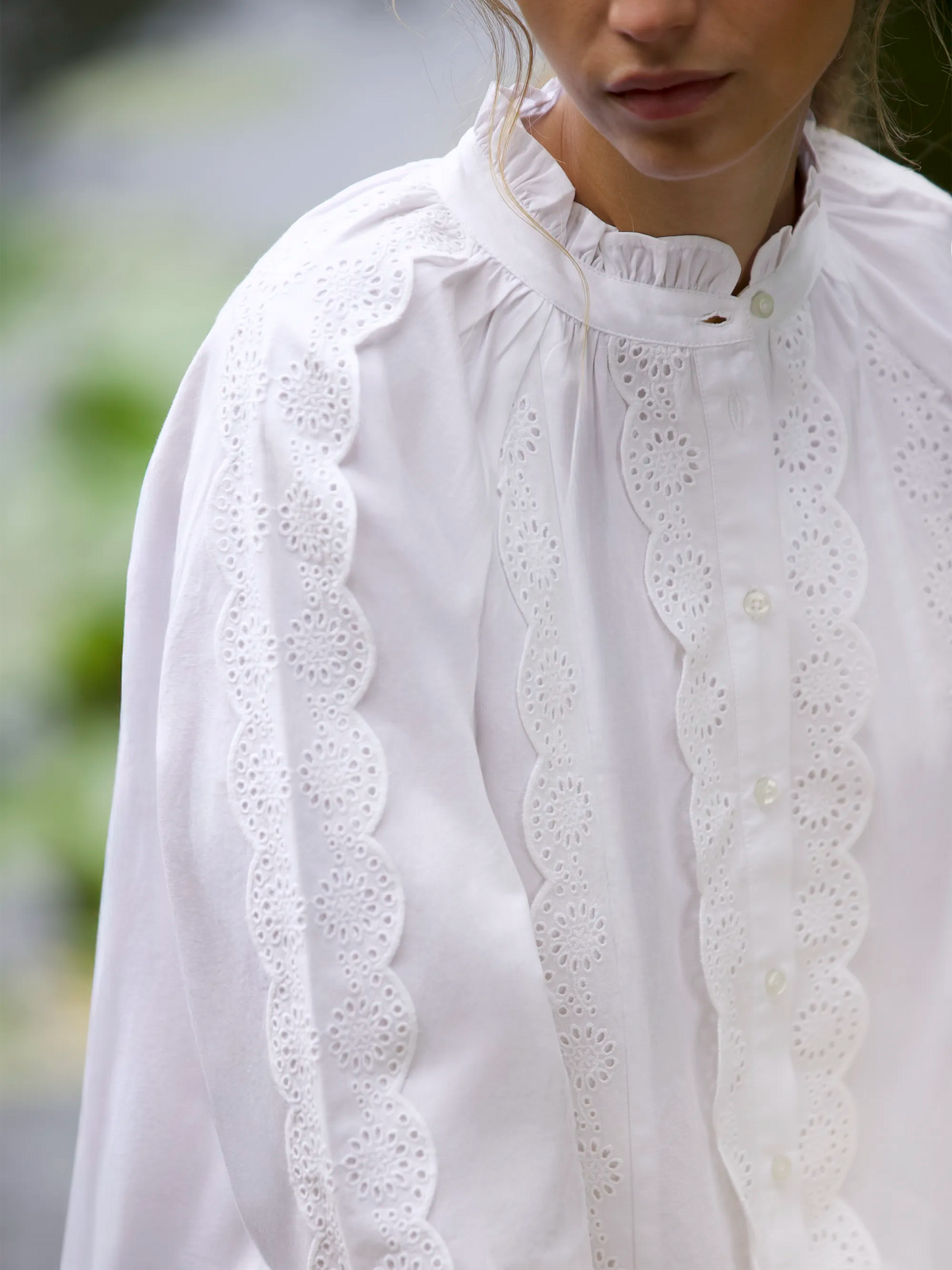 Ivory Broderie-Anglaise Cotton Blouse