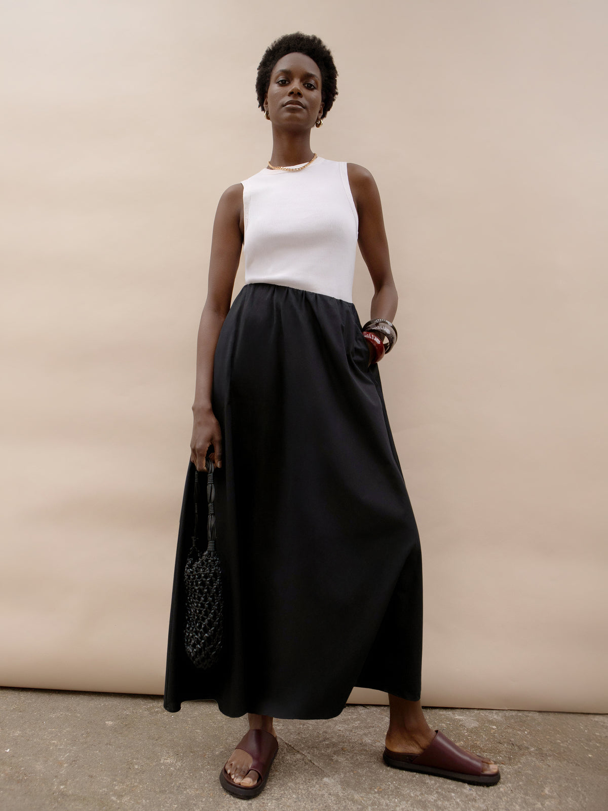 Black Cotton Poplin Skirt