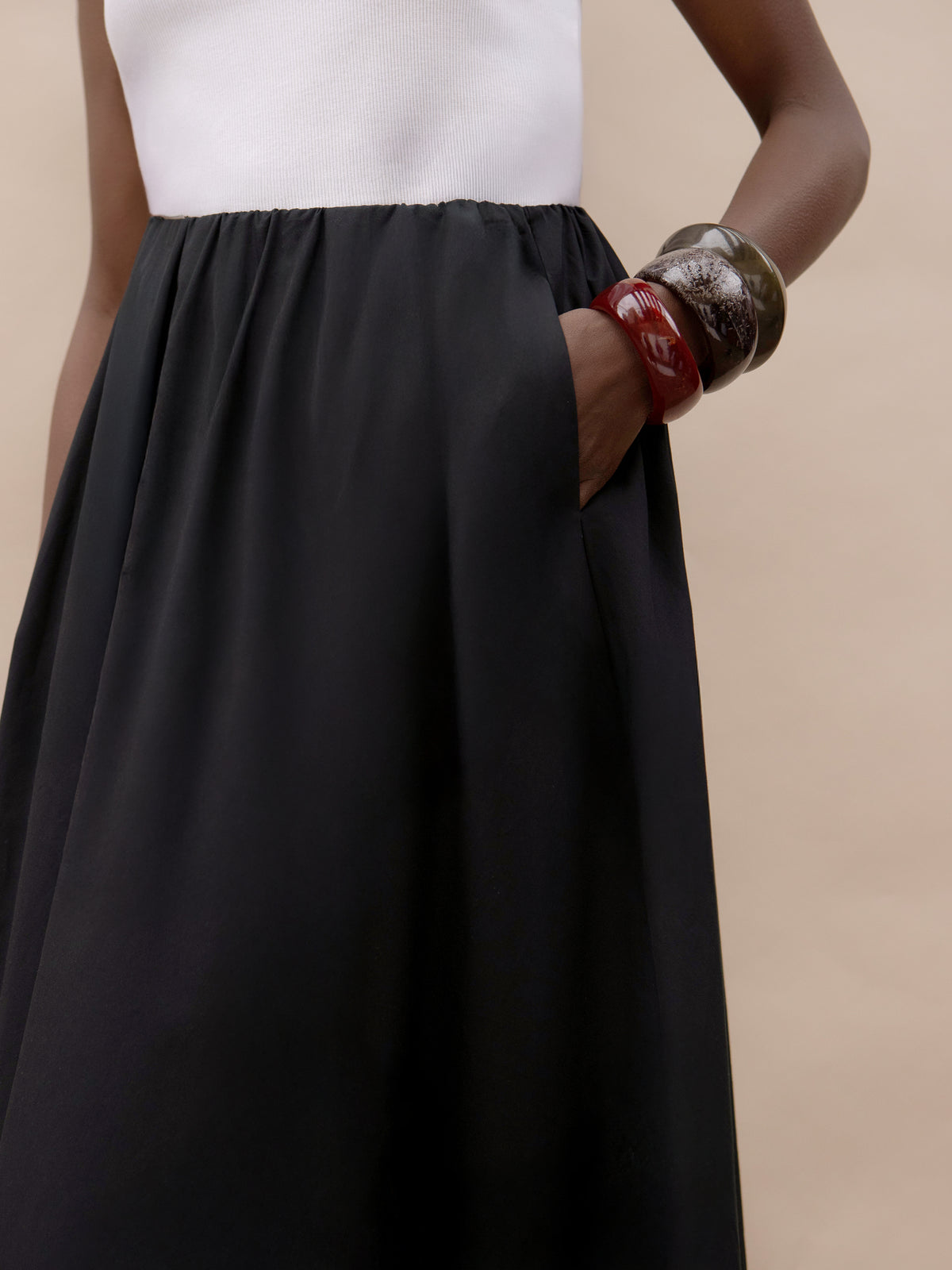 Petite Black Cotton Poplin Skirt