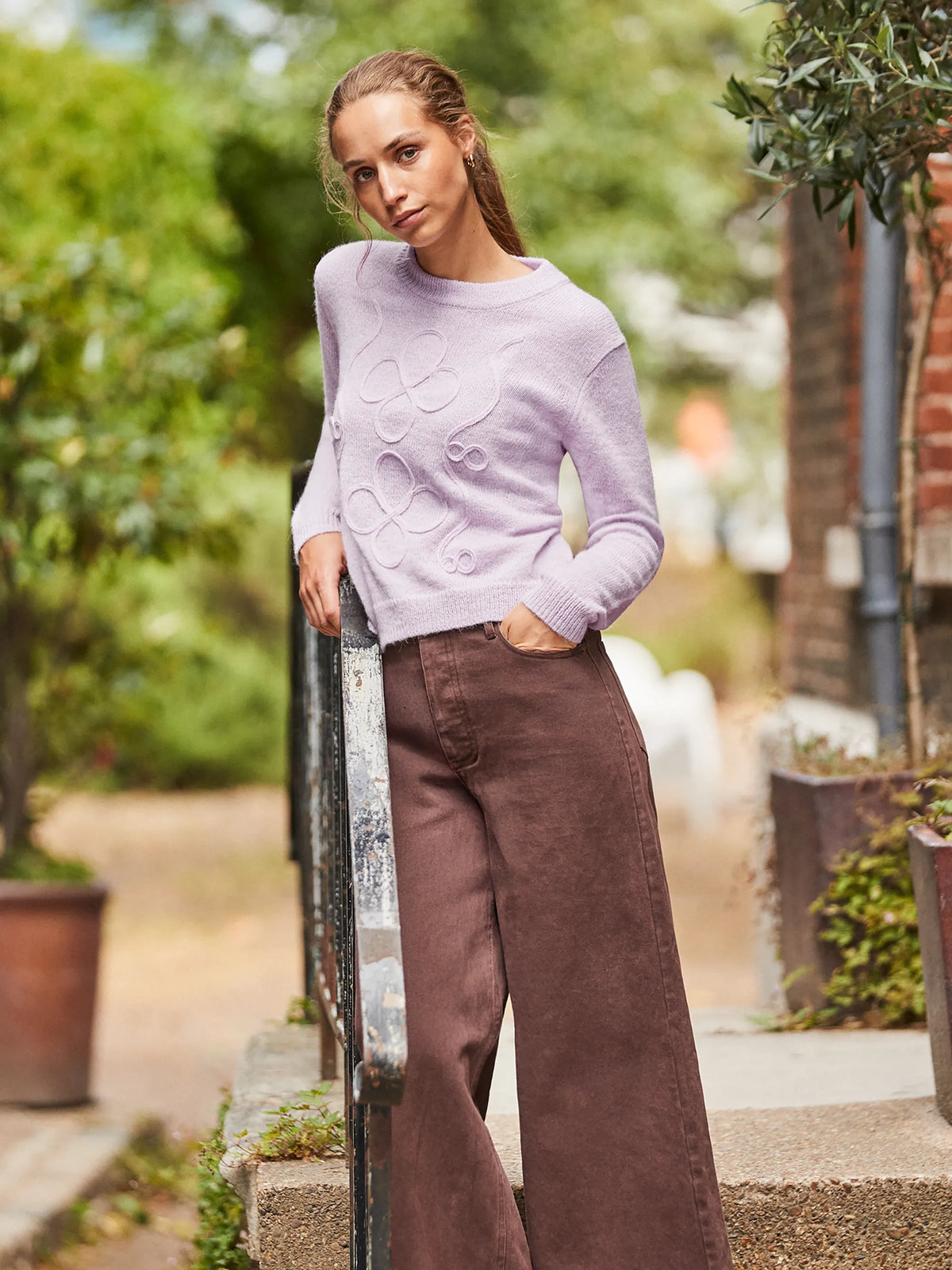 Lilac Appliqué Knit Jumper with Alpaca
