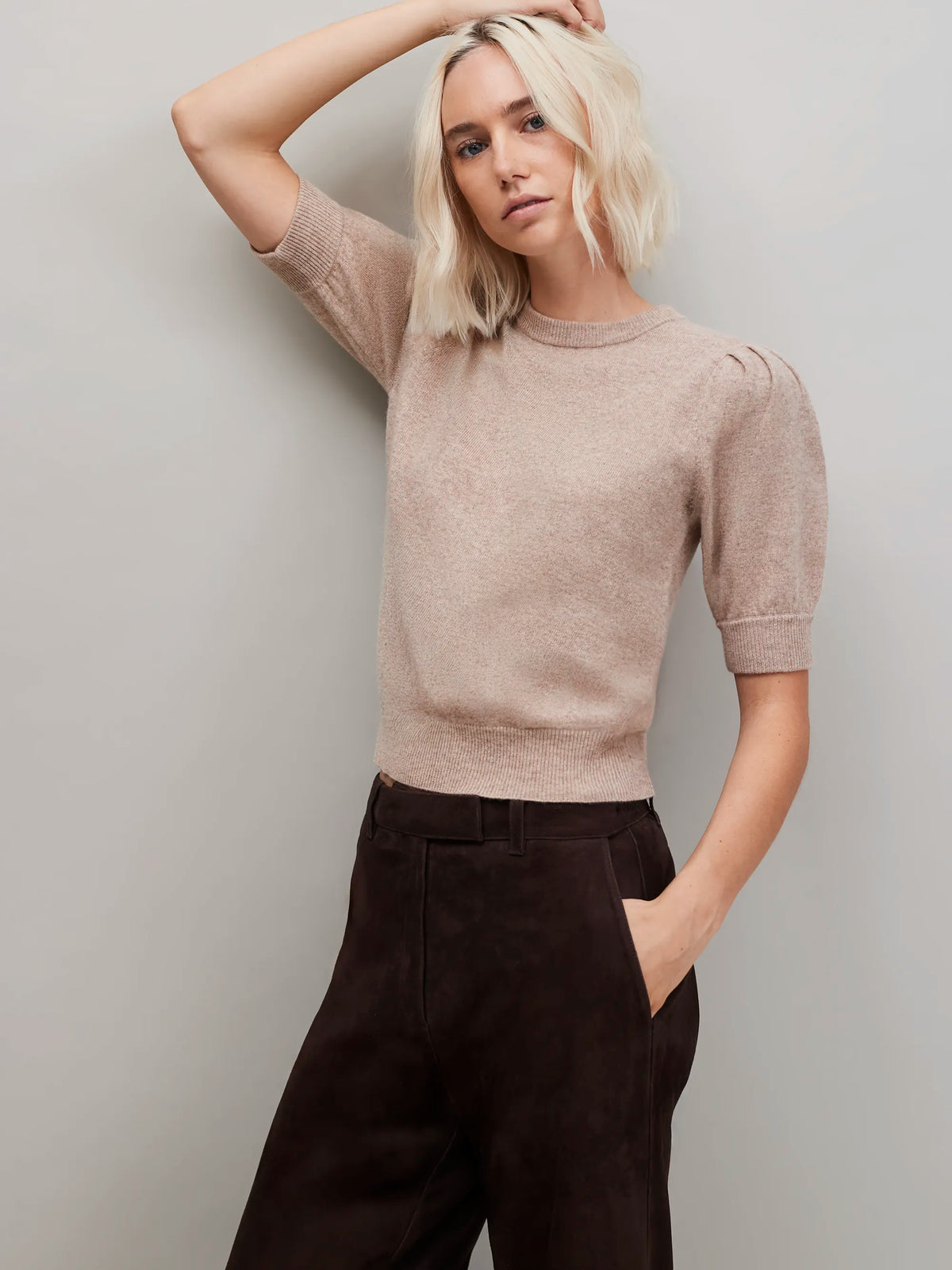 Cappuccino Knit Jumper with Cashmere and Wool