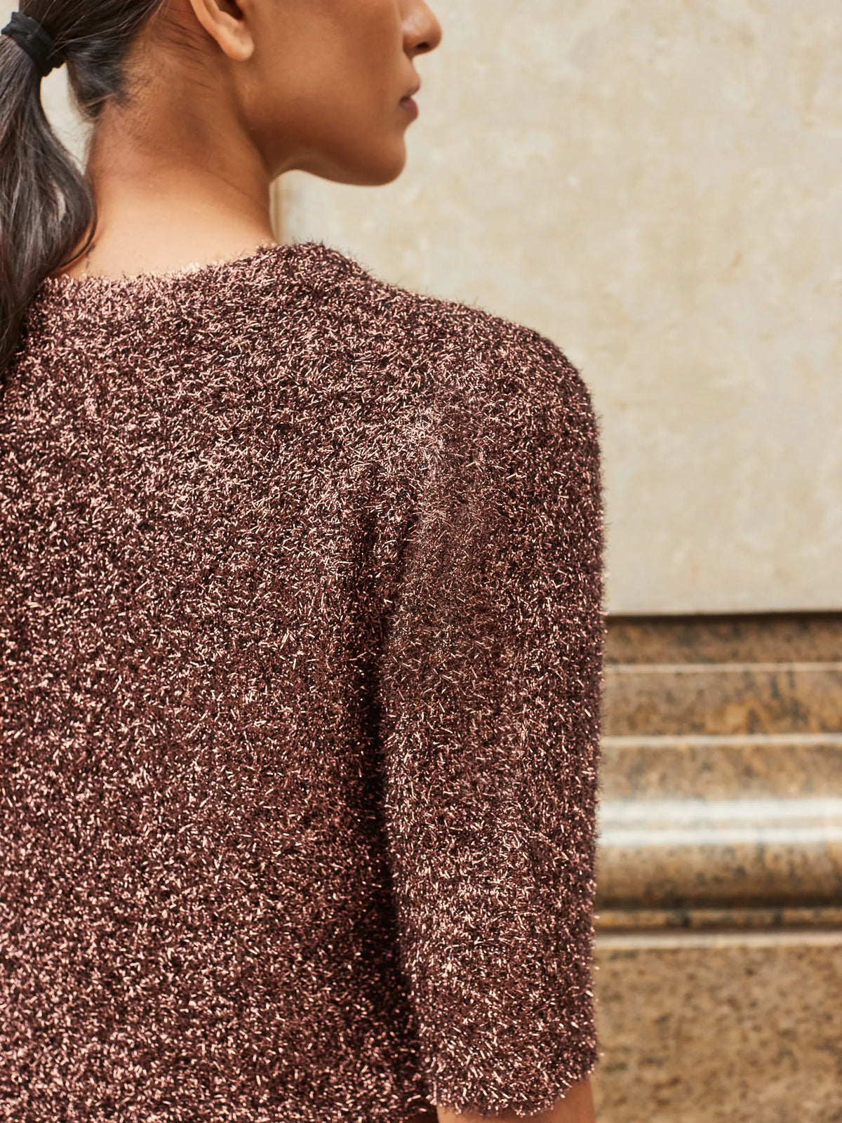 Chocolate Brown Sparkle Knit Jumper