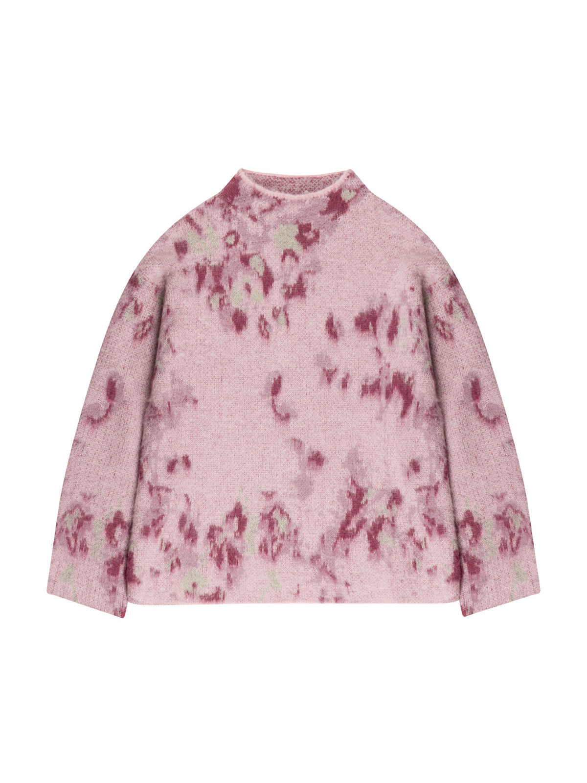 Abstract Floral Jacquard Knit Jumper with Wool and Alpaca