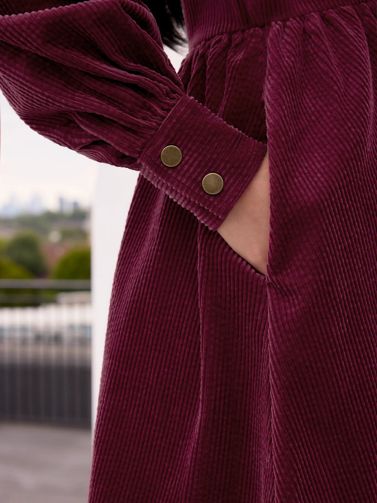 Burgundy Cord Zip Front Mini Dress