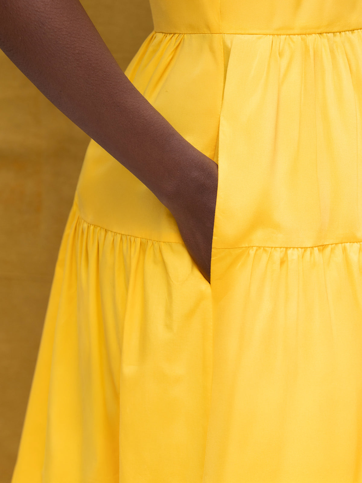 Yellow Cotton Poplin Twist Front Dress