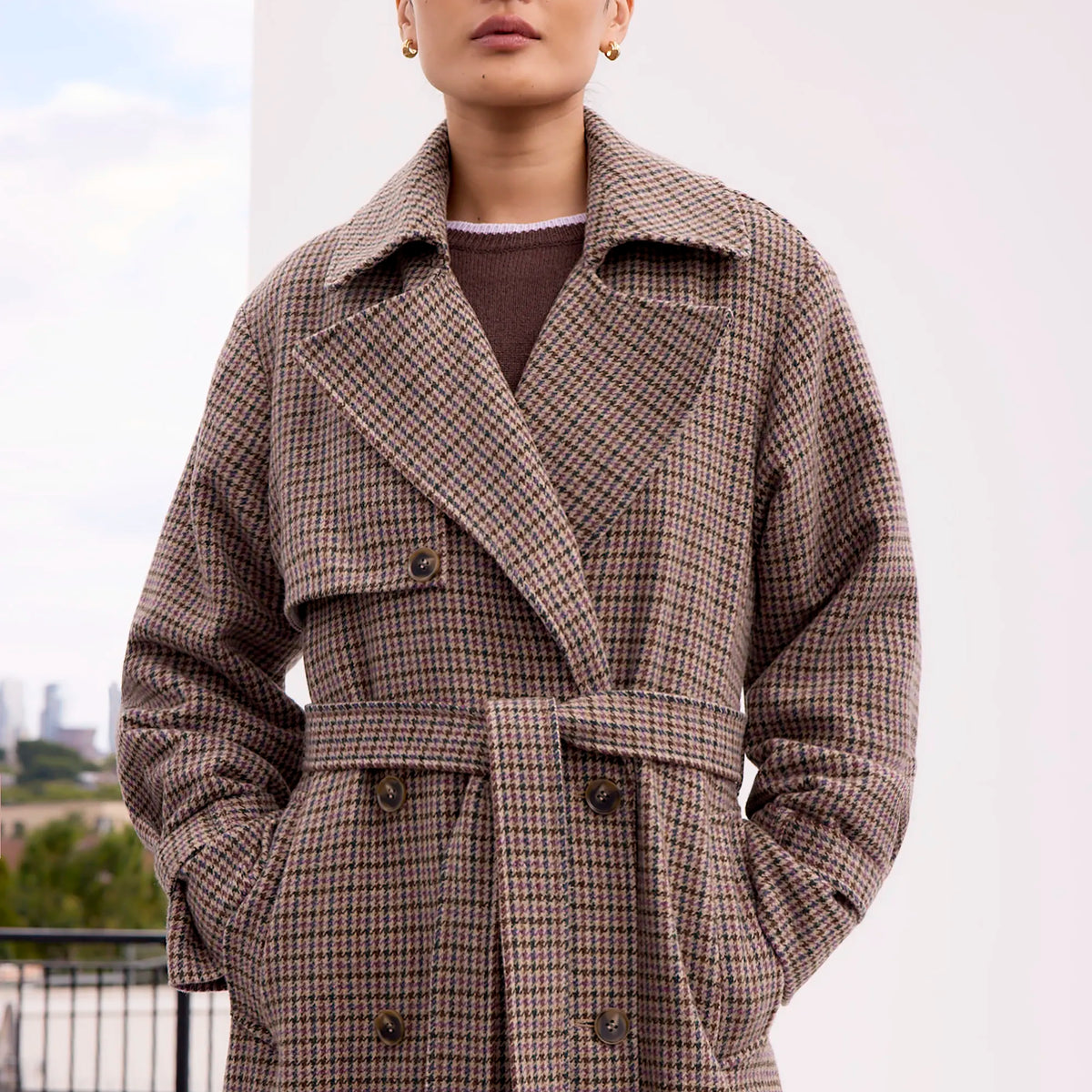 URU WOOL CHECK BELTED COAT　サイズ１ URU WOOL CHECK BELTED COAT サイズ1 URU WOOL CHECK BELTED