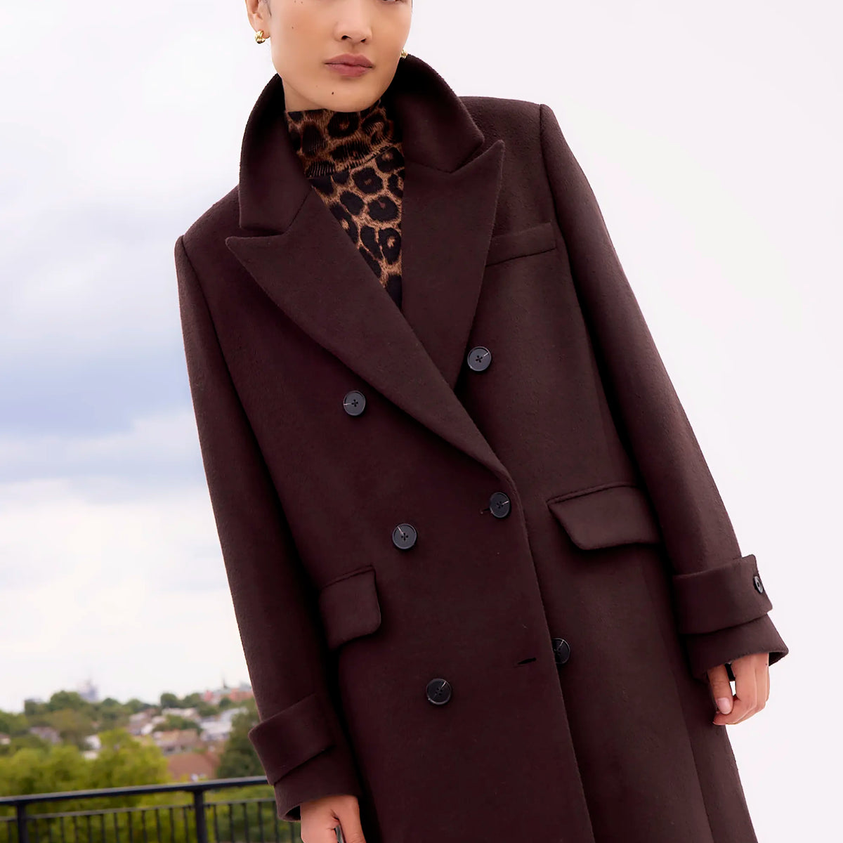 Bitter Chocolate Oversized Wool-Blend Coat – Ro&Zo
