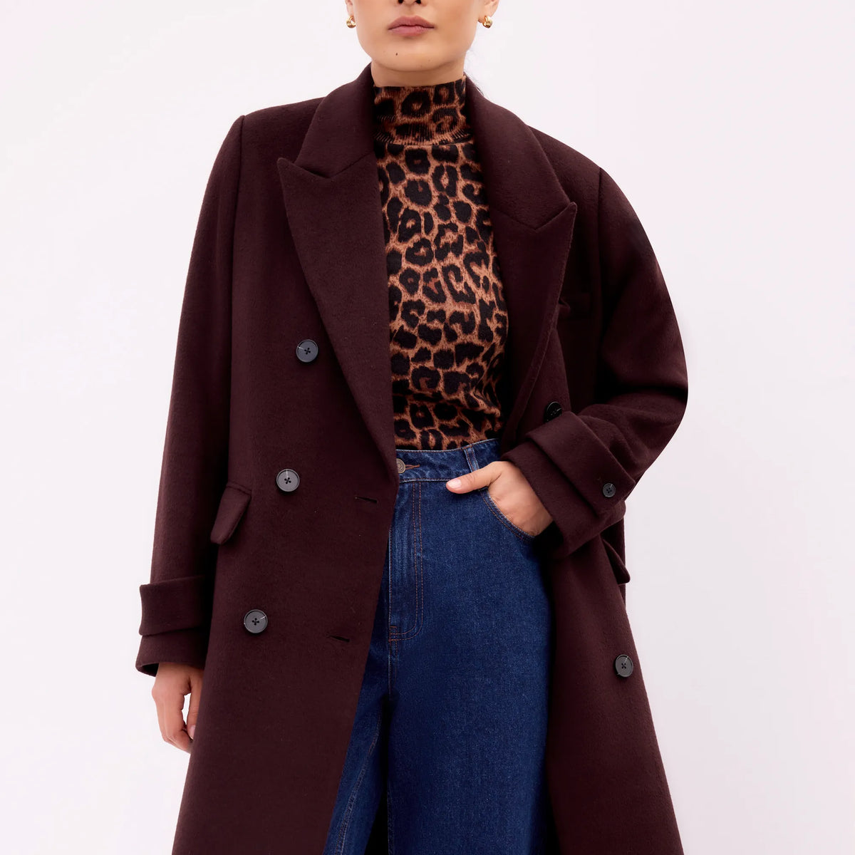 Bitter Chocolate Oversized Wool-Blend Coat – Ro&Zo