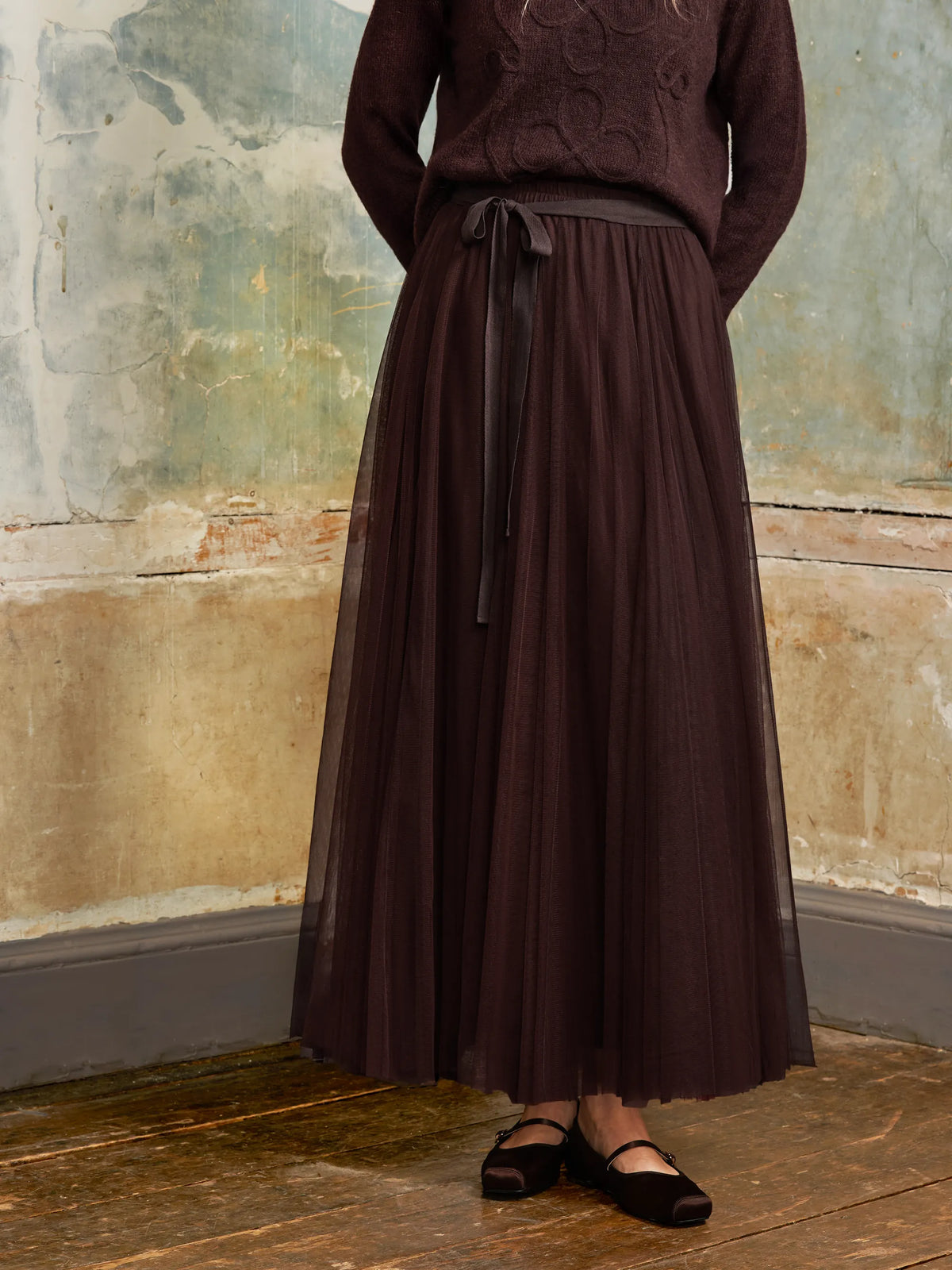 Chocolate Tulle Maxi Skirt