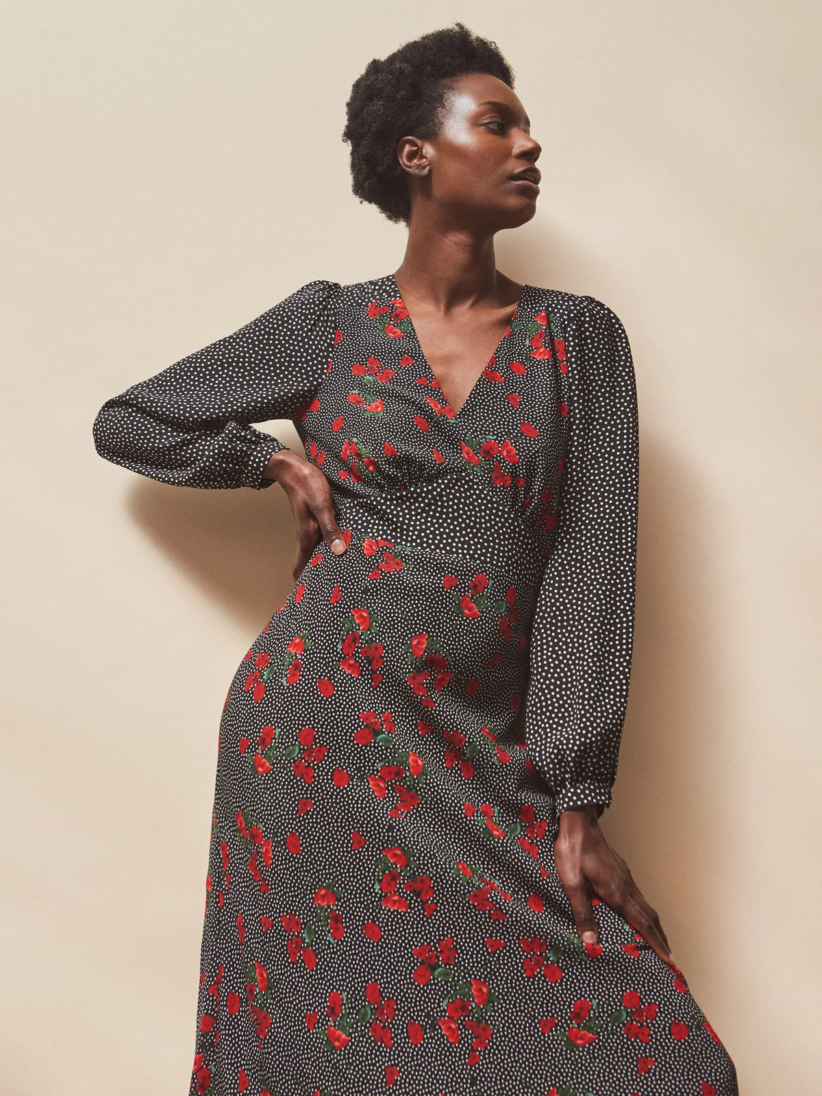 Red Floral And Spot Mix And Match Dress