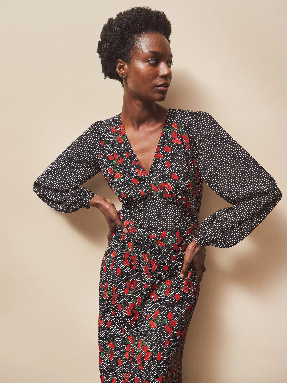 Red Floral And Spot Mix And Match Dress