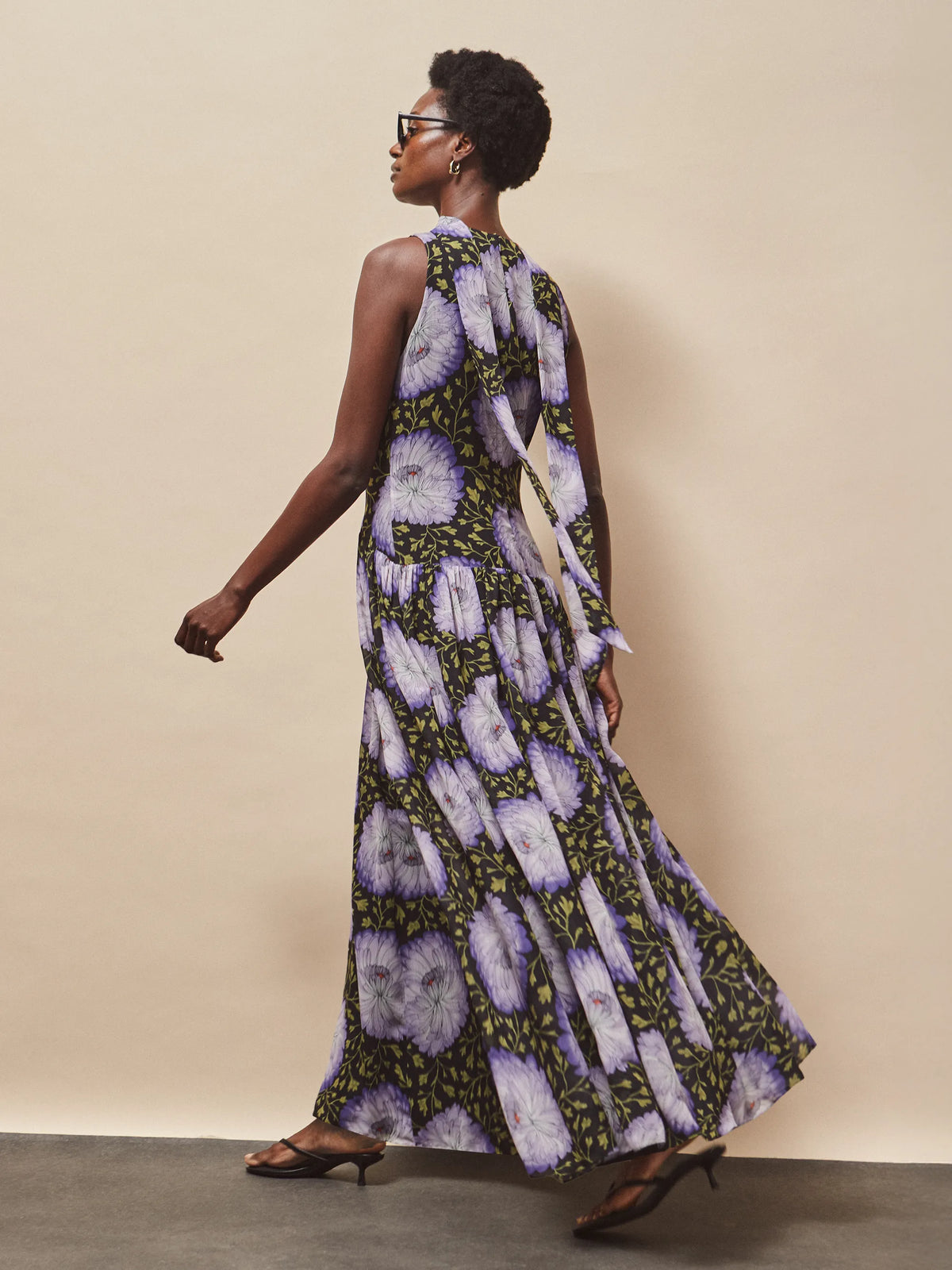 Iris Lilac Scarf Detail Chiffon Dress