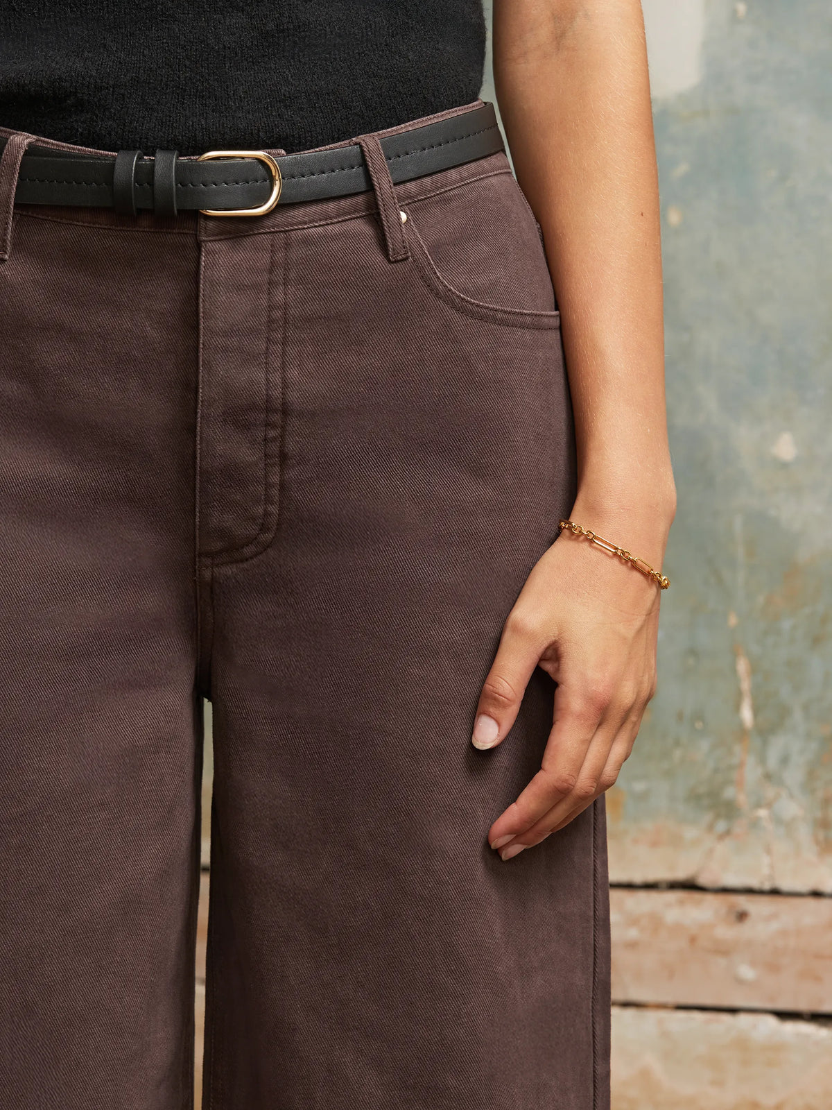 Petite Chocolate High-Rise Wide-Leg Jeans