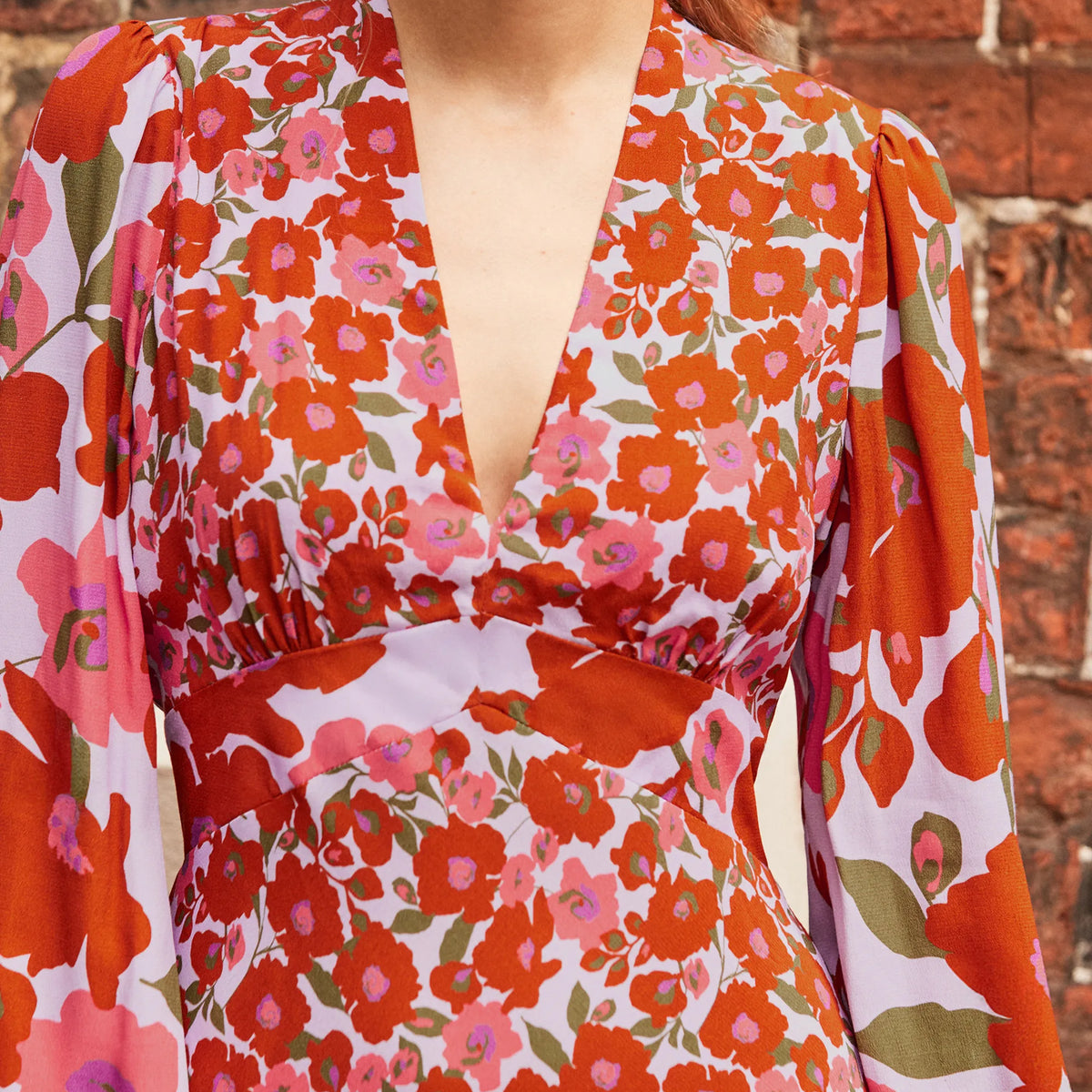 Petite Lilac And Coral Poppy Print Waist Detail Dress – Ro&Zo