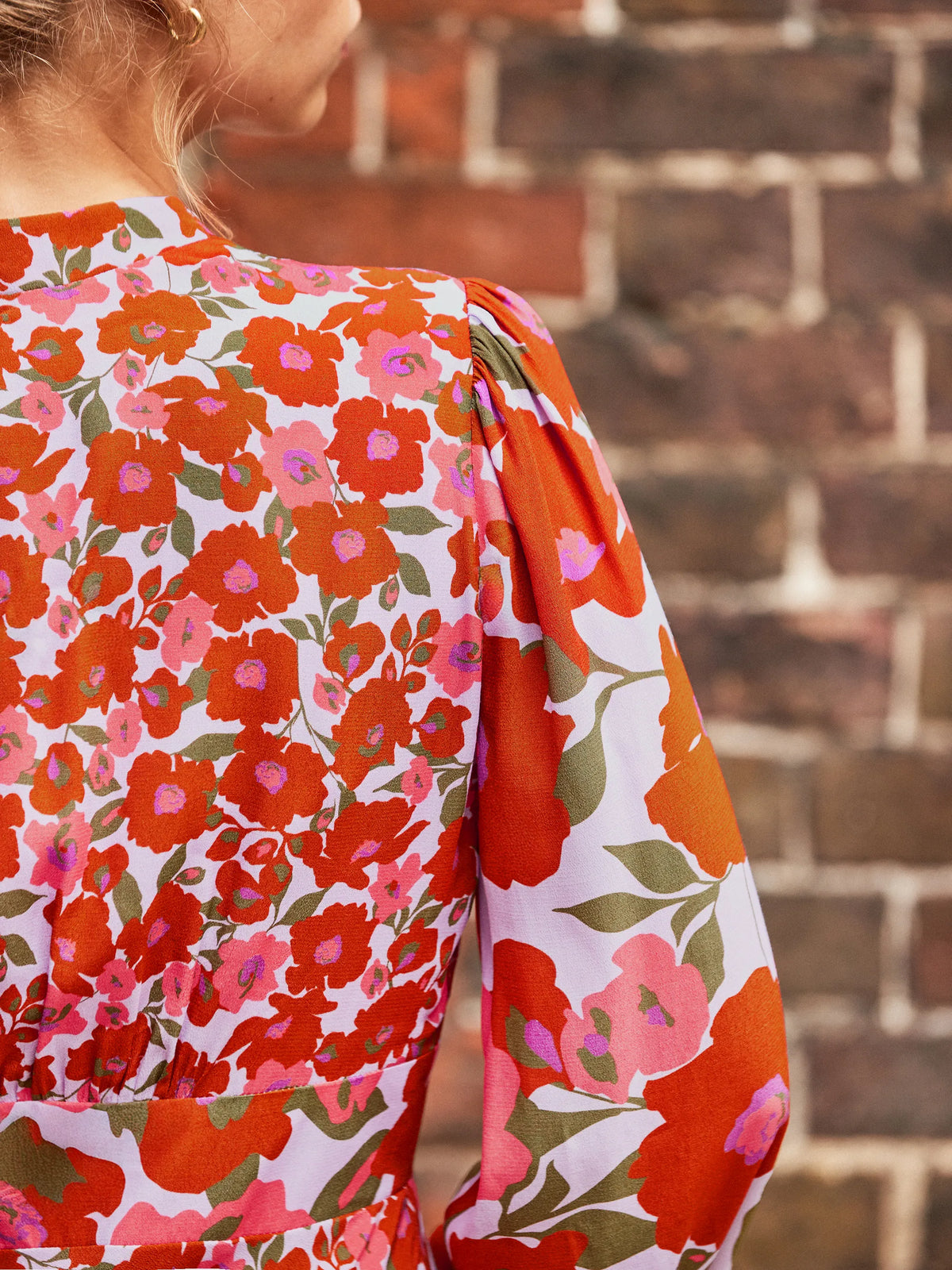 Petite Lilac And Coral Poppy Print Waist Detail Dress