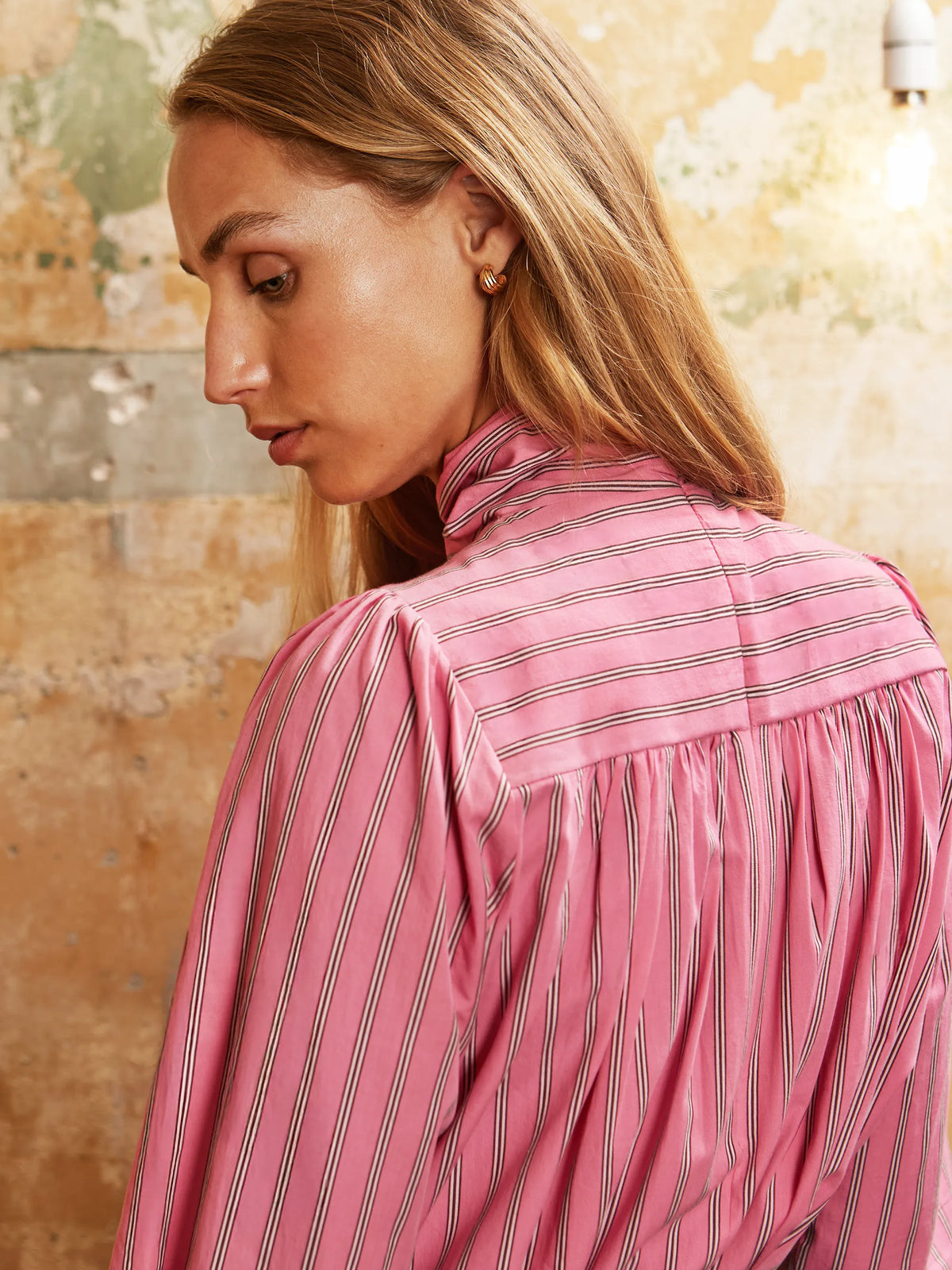 Bow-Detailed Striped Cotton Shirt