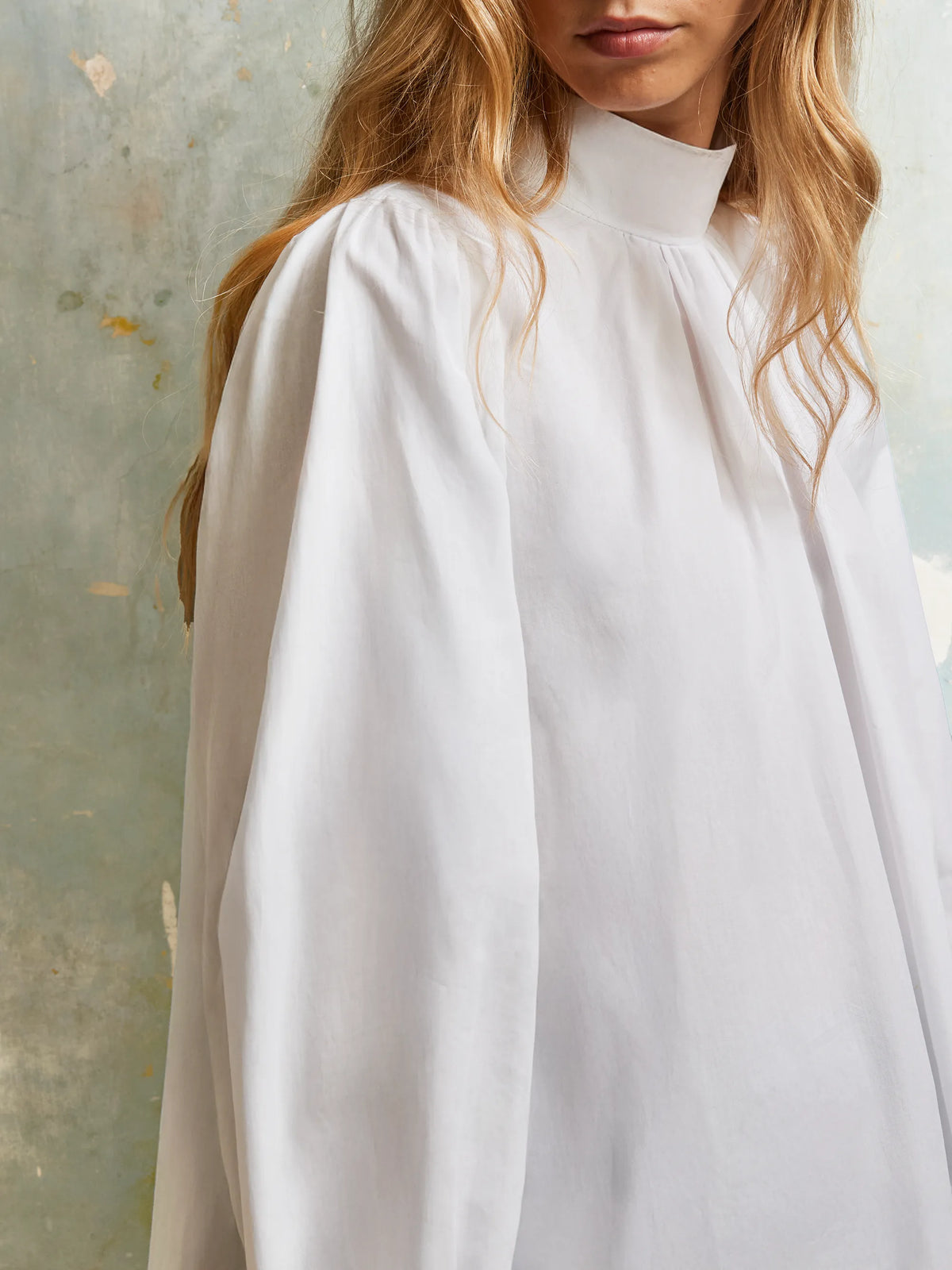 High-Neck Cotton Blouse