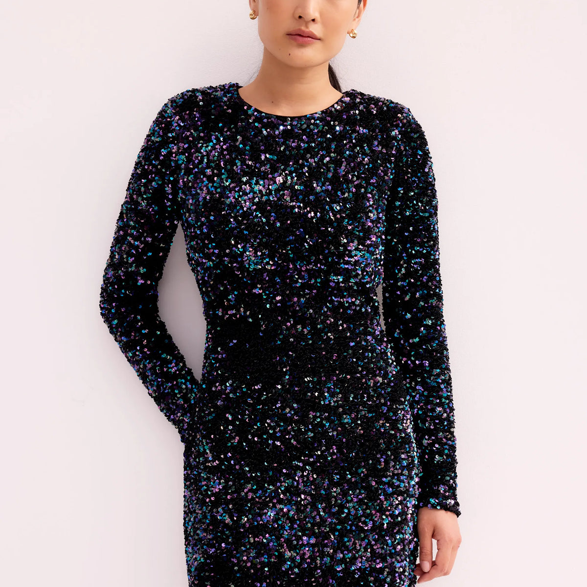 Evie Sequinned Long-Sleeved Mini Dress – Ro&Zo