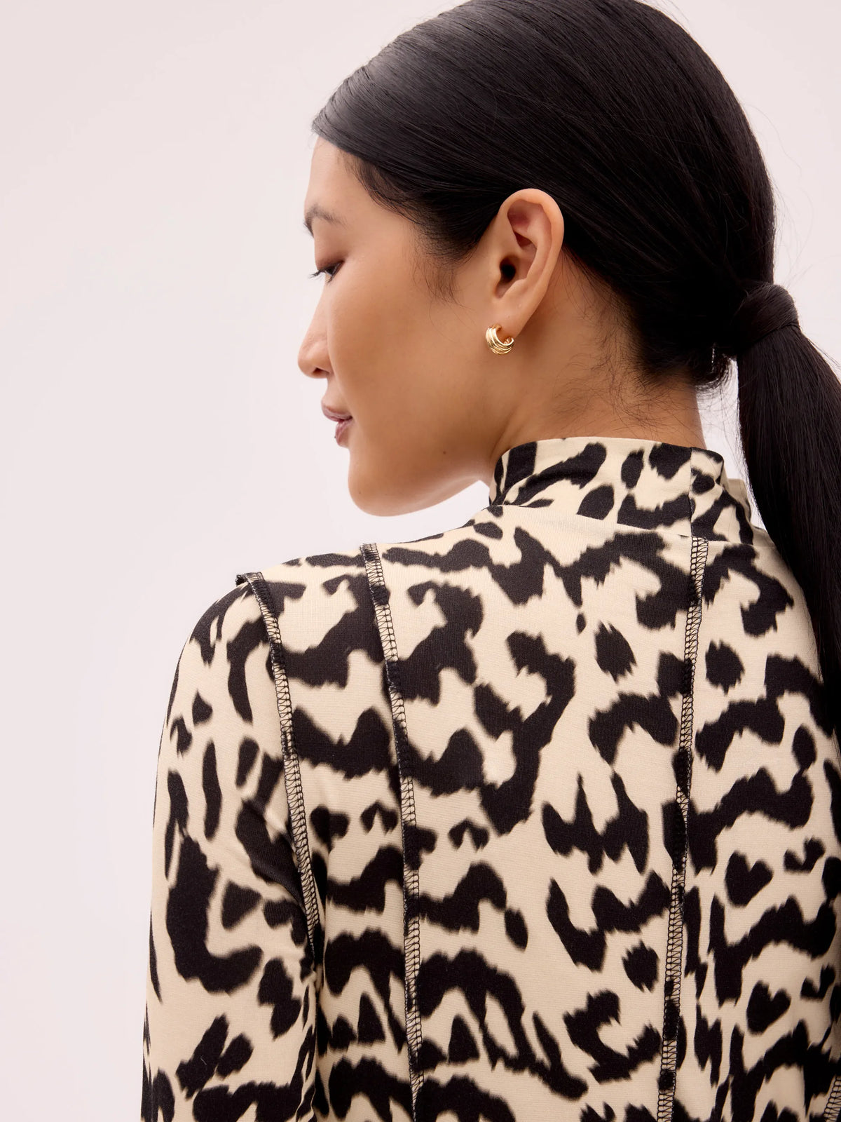 Leopard-Print Jersey Turtleneck Maxi Dress