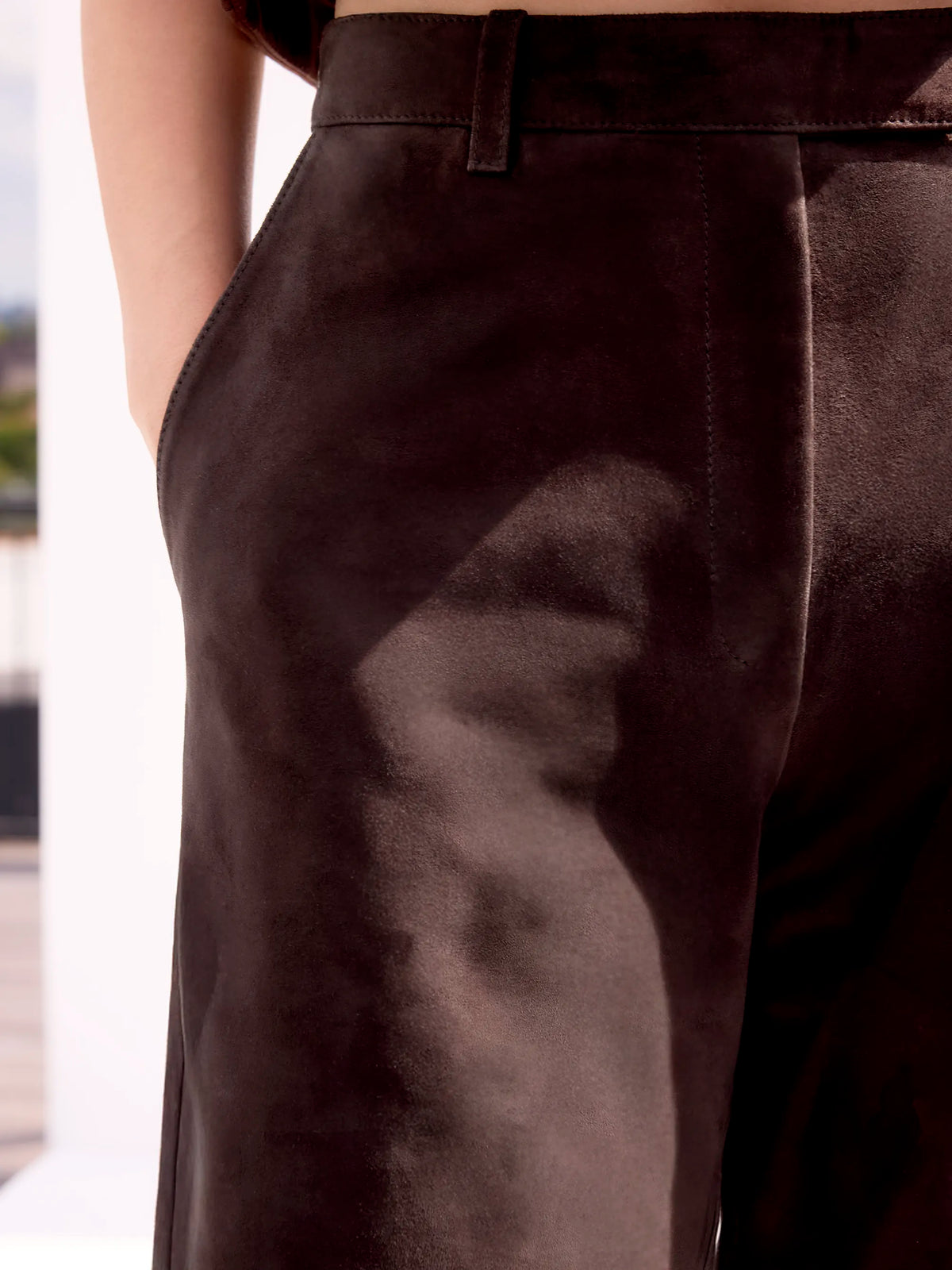 Chocolate Brown Suede Wide Leg Trousers