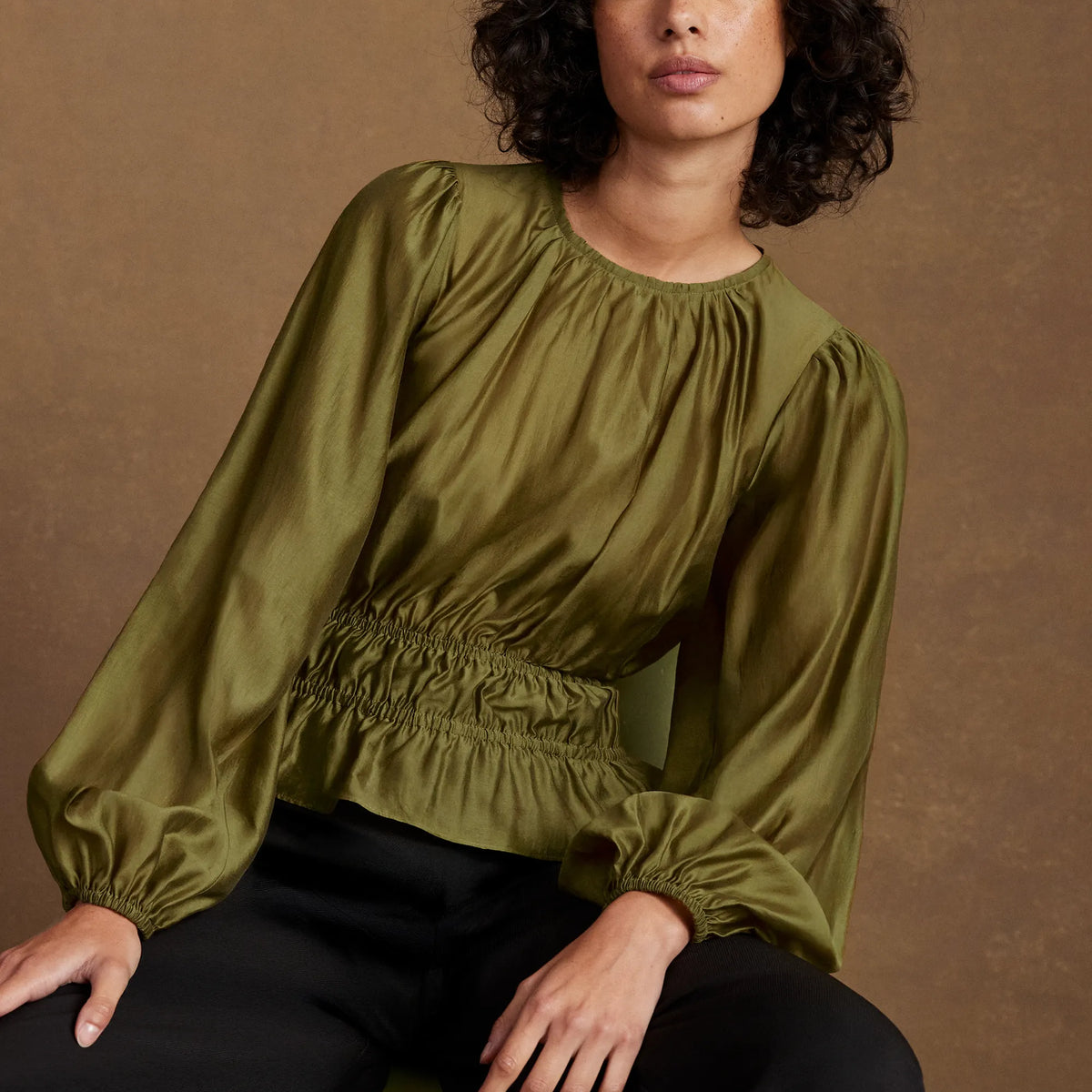 Khaki Peplum Blouse – Ro&Zo