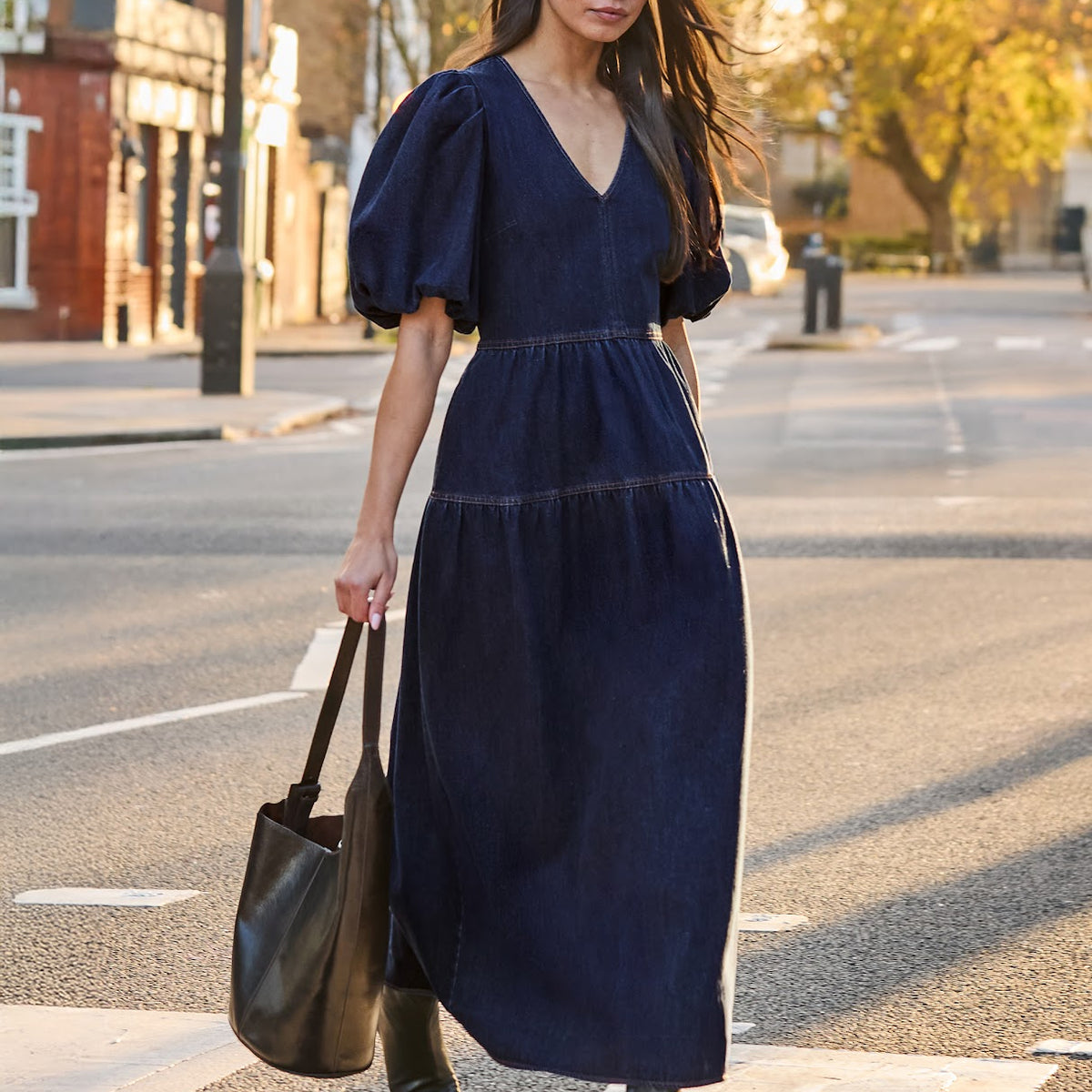 designer puff sleeve dress Purple V-Neck Puff-Sleeve Midi MATRIXIFYWK212026 Size:Custom Size(Leave size in the seller box) delicately edged in ruffles Middleton Blue Dress Kate