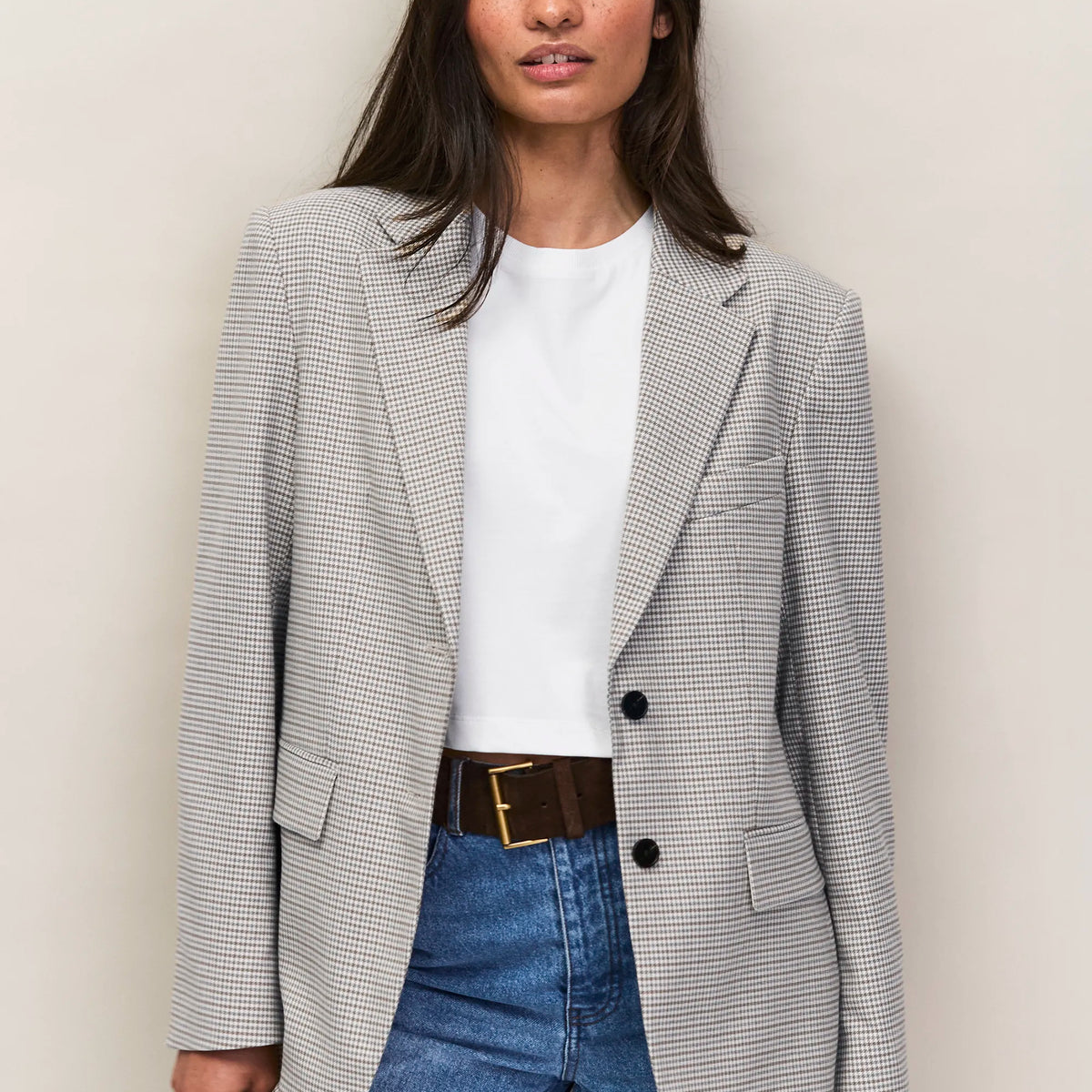 Neutral Check Oversized Blazer – Ro&Zo