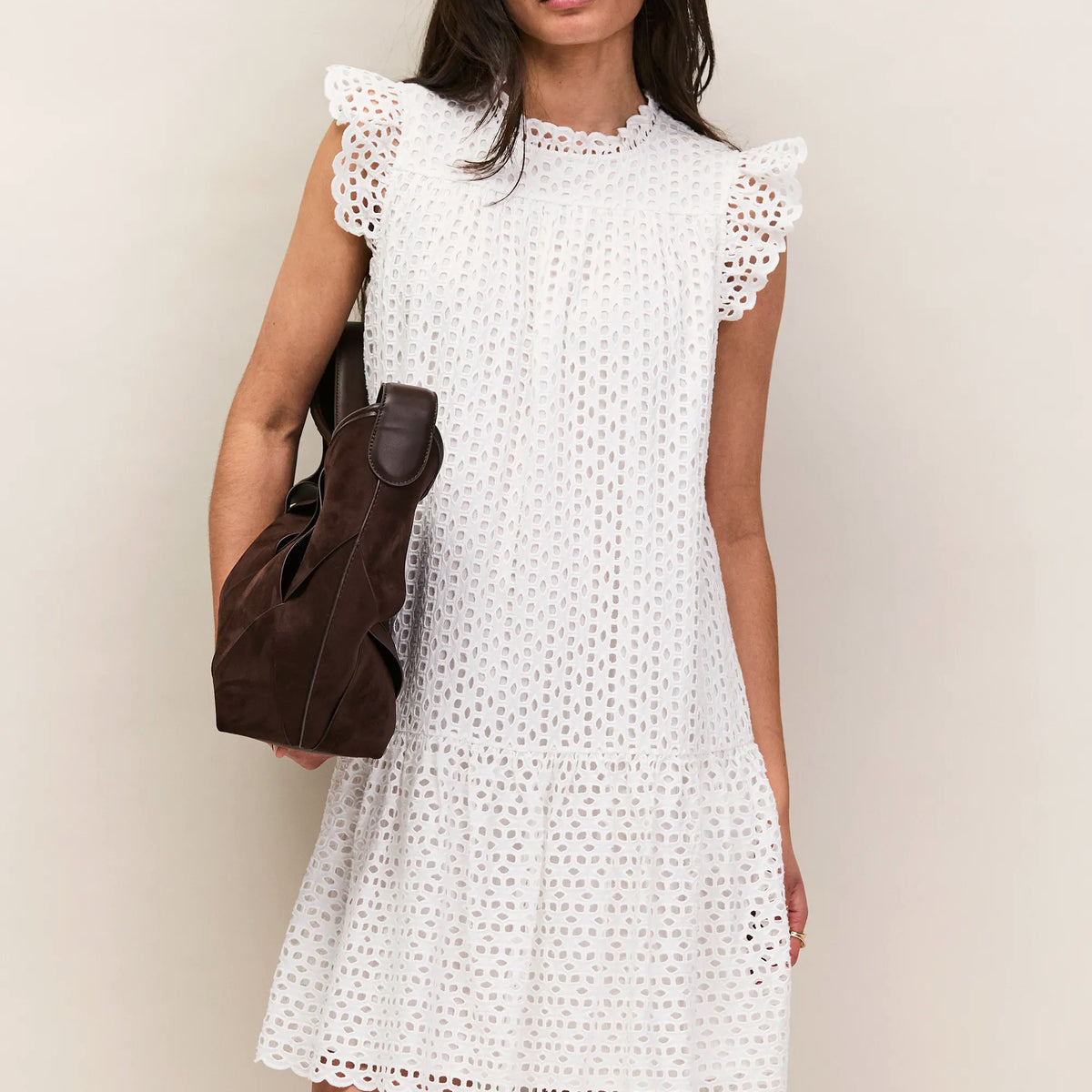 Petite White Broderie Anglaise Cotton Mini Dress – Ro&Zo
