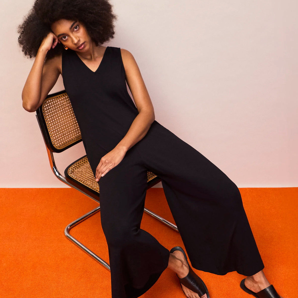 Black V Neck Jersey Jumpsuit – Ro&Zo