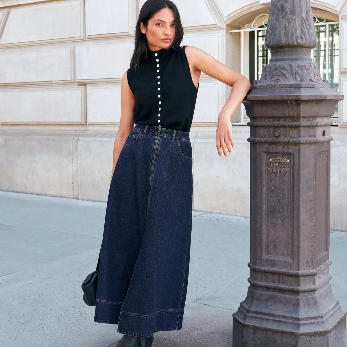 Indigo Denim Split-Front Maxi Skirt – Ro&Zo Indigo Denim Split-Front Maxi Skirt – Ro&Zo