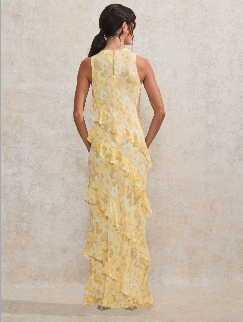 Petite Layla Buttermilk Floral-Print Ruffle-Detail Dress